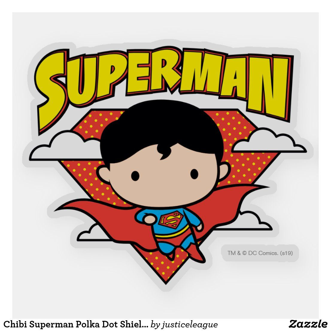 Wallpaper #ShksO48BtGB6xQ78ea-P30 Chibi Superman Polka Dot Shield and Name Sticker Zazzlecom in 2021