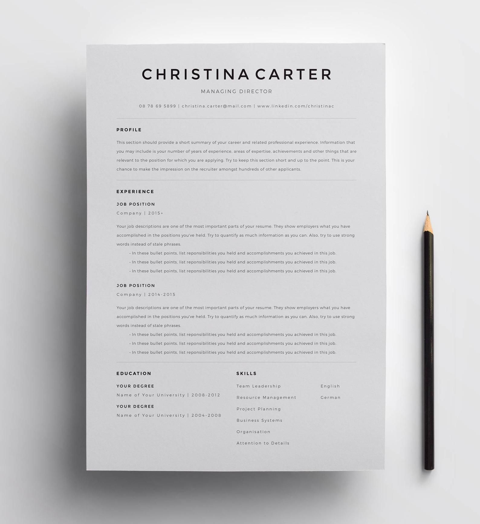 Wallpaper #XR0NLZMBlOZrFDOkqs4j411 Creative Resume Template Minimalist Resume Resume Modern Etsy in 2020