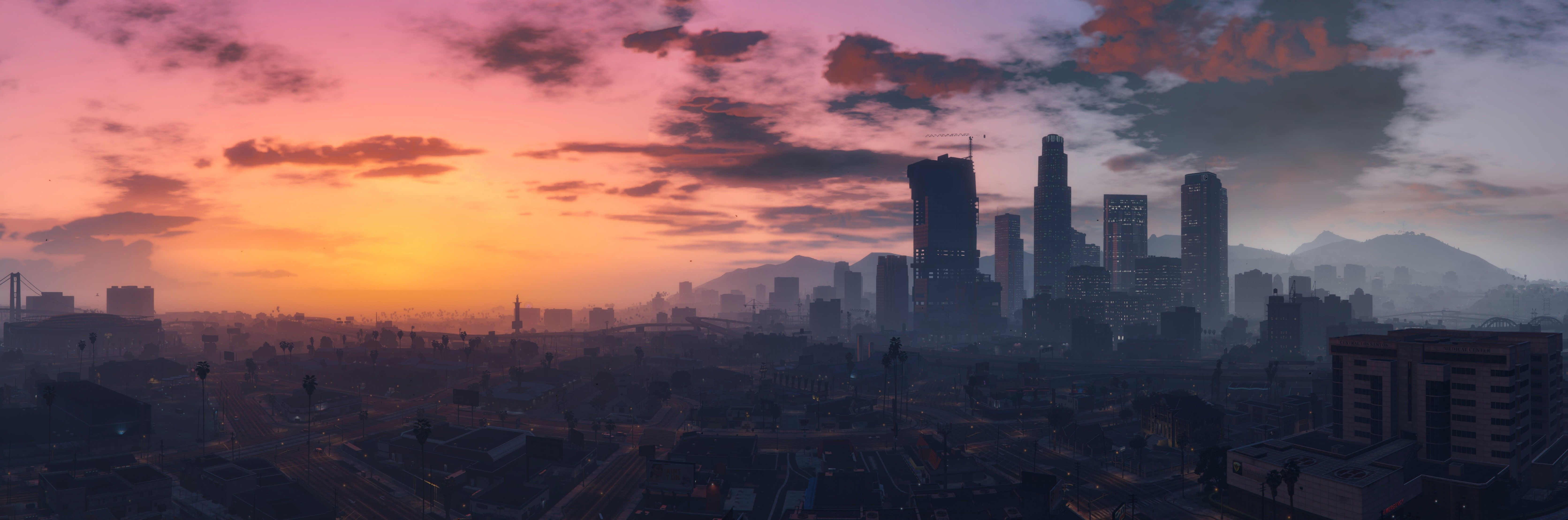 Wallpaper #RWgOGZMBSpphPi3-BxVL281 Gray Skyscrapers City Game Sky Cloud Grand Theft Auto V Gta V Gta 5