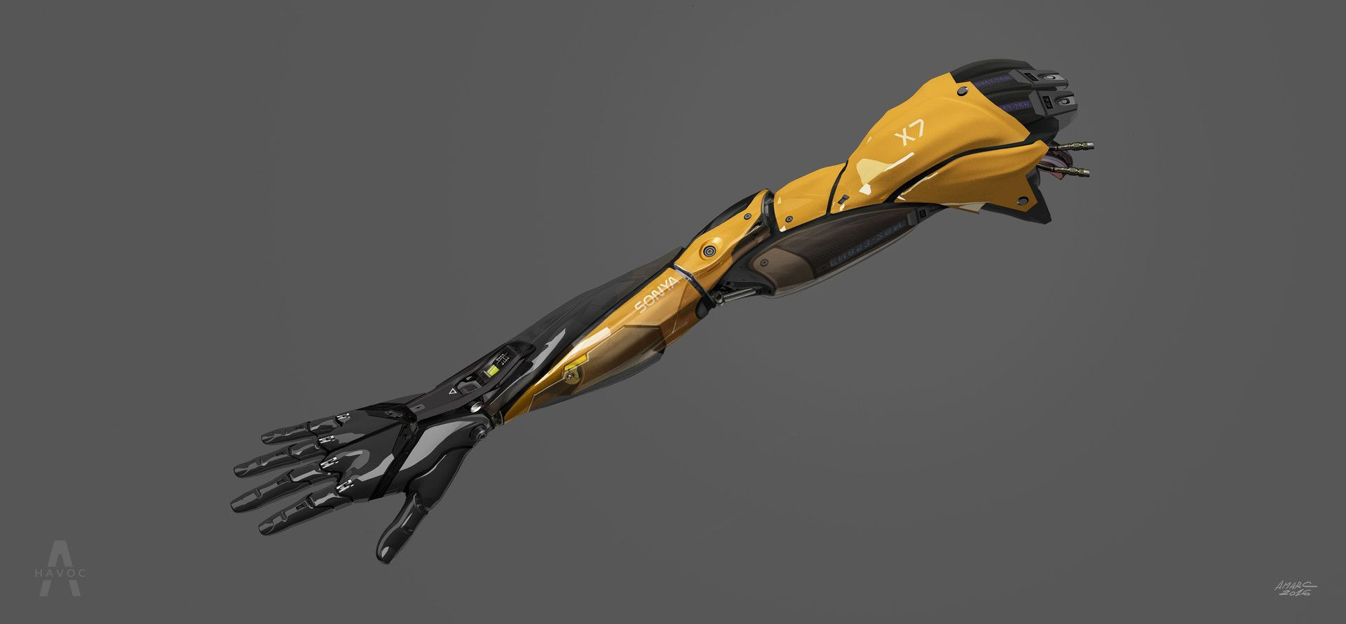 Wallpaper #ZmiMF5MBSpphPi3-4Q91471 Cyberpunk Prosthetic Arms Twinfire Rifle Retracted by Adrian Marc