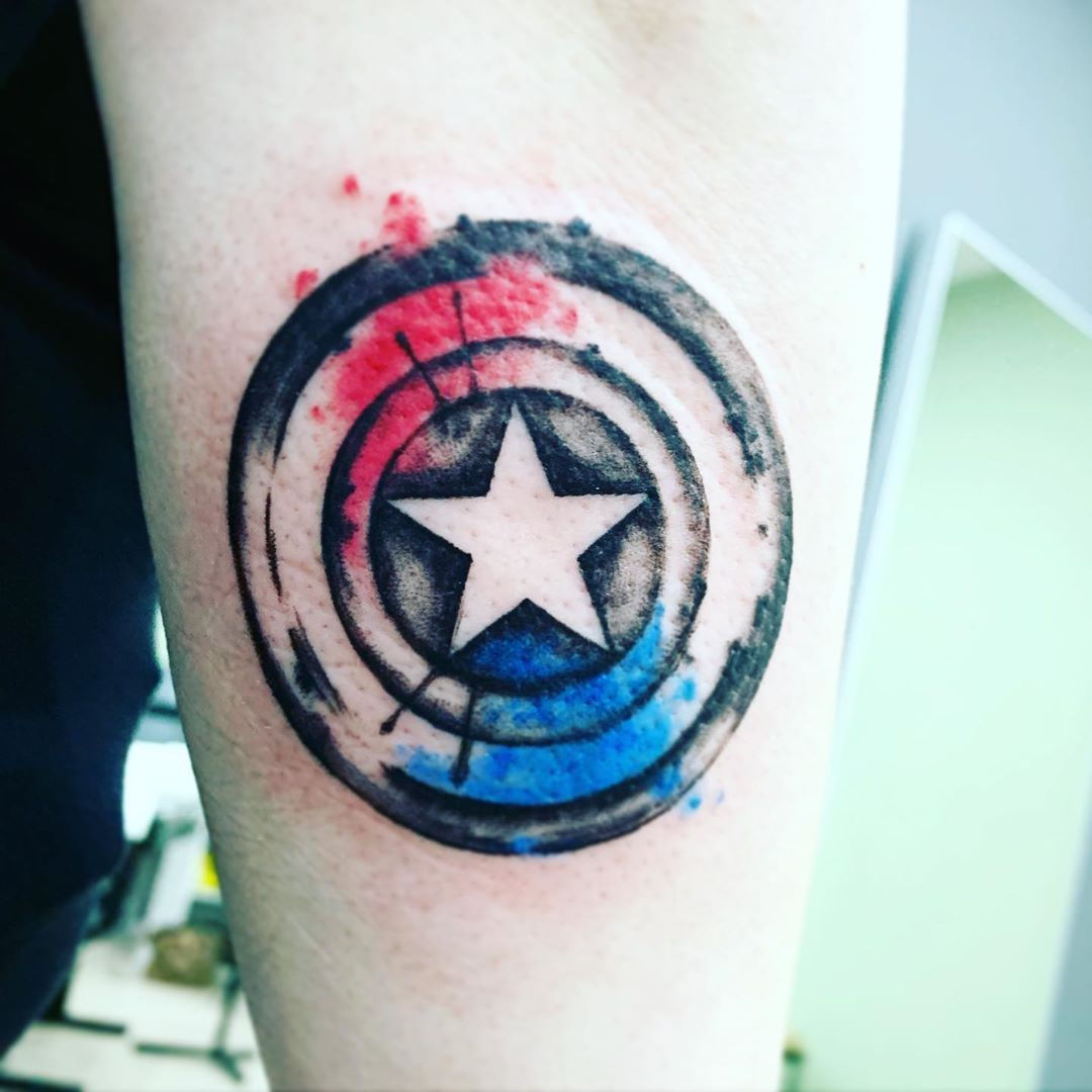 Wallpaper #SHPaho4BFI5NbQksJCD237 Captain America Watercolor Tattoo