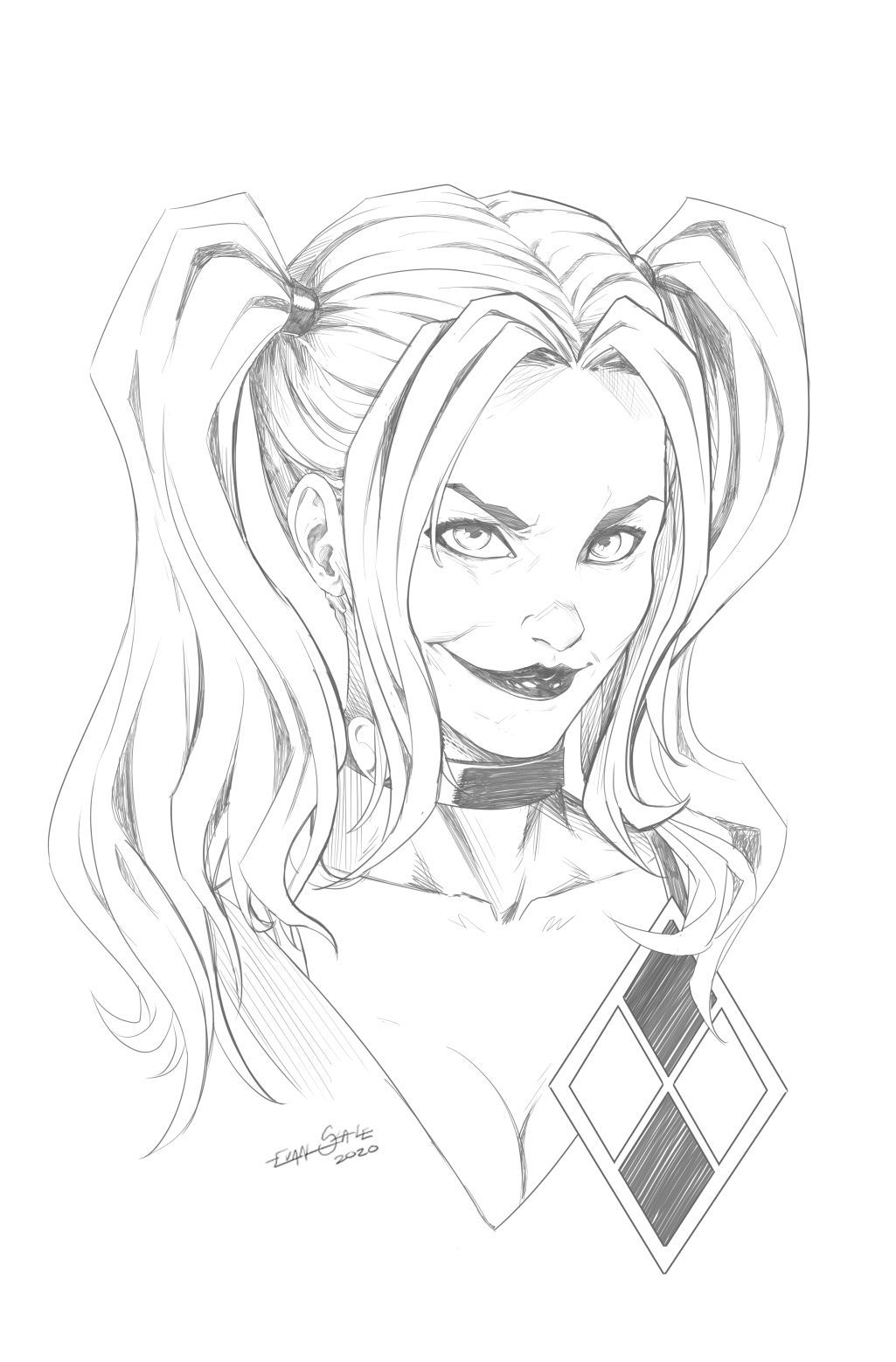 Wallpaper #YWcr-5IBSpphPi3-CZPD159 Harley Quinn Portrait Sketch Harley Quinn Drawing Sketches Harley