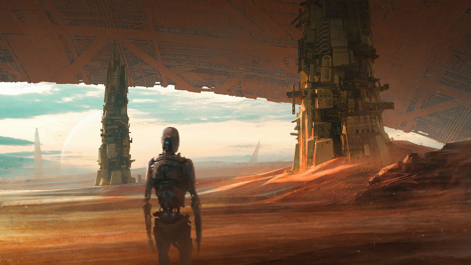 Wallpaper #Ln068o4Bnwiau_P6lQtW42 Sci Fi Robot Futuristic Sand Desert Wallpaper Star Wars Concept Art