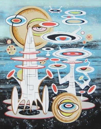 Wallpaper #2LgT3ZIBJvJKYCmEjv7f25 Midcentury Art and Illustrations Mid Century Painting Atomic Age