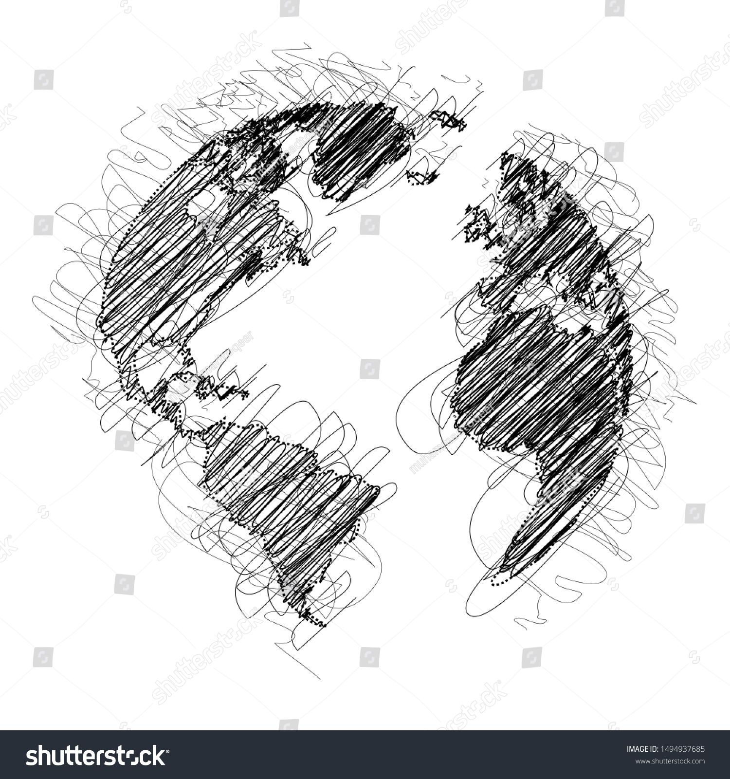 Wallpaper #BGcT6pIBSpphPi3-TUVE17 Abstract Sketch of a Globe Scribble Style Line Art of a World Globe