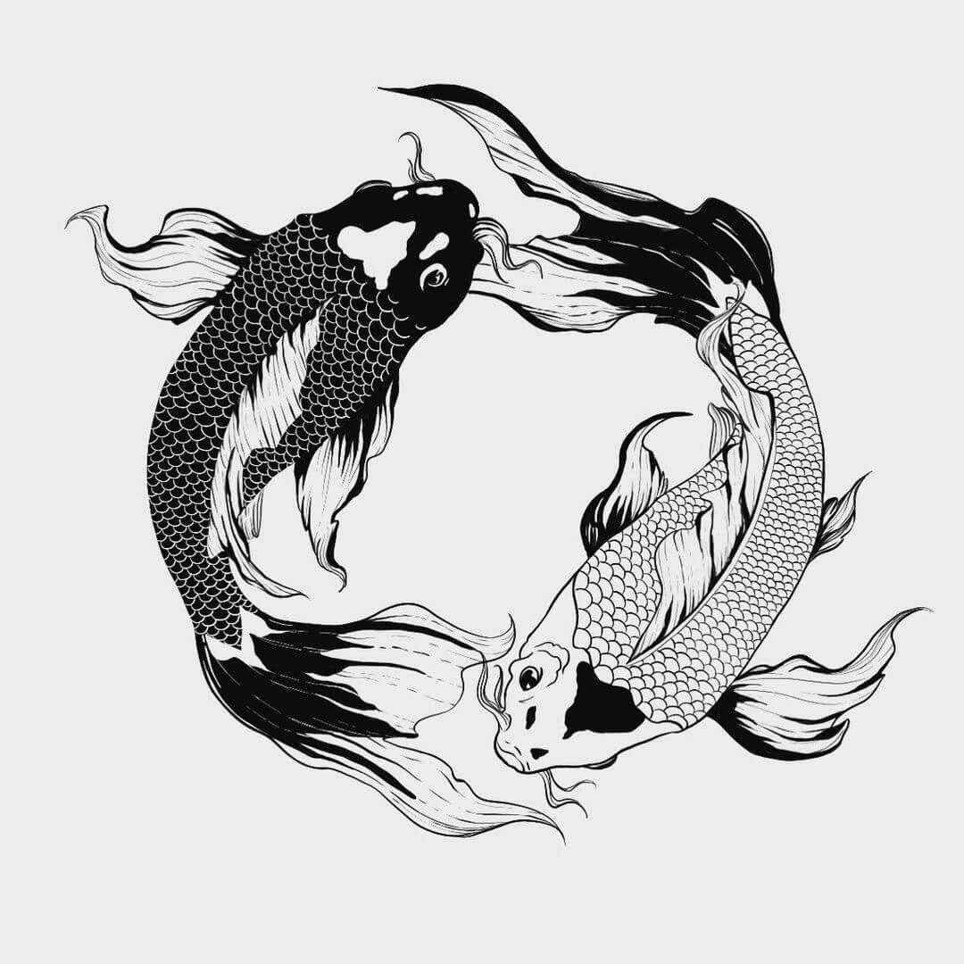 Wallpaper #4f2e6 Koi Fish Heart Original Watercolor Painting Etsy