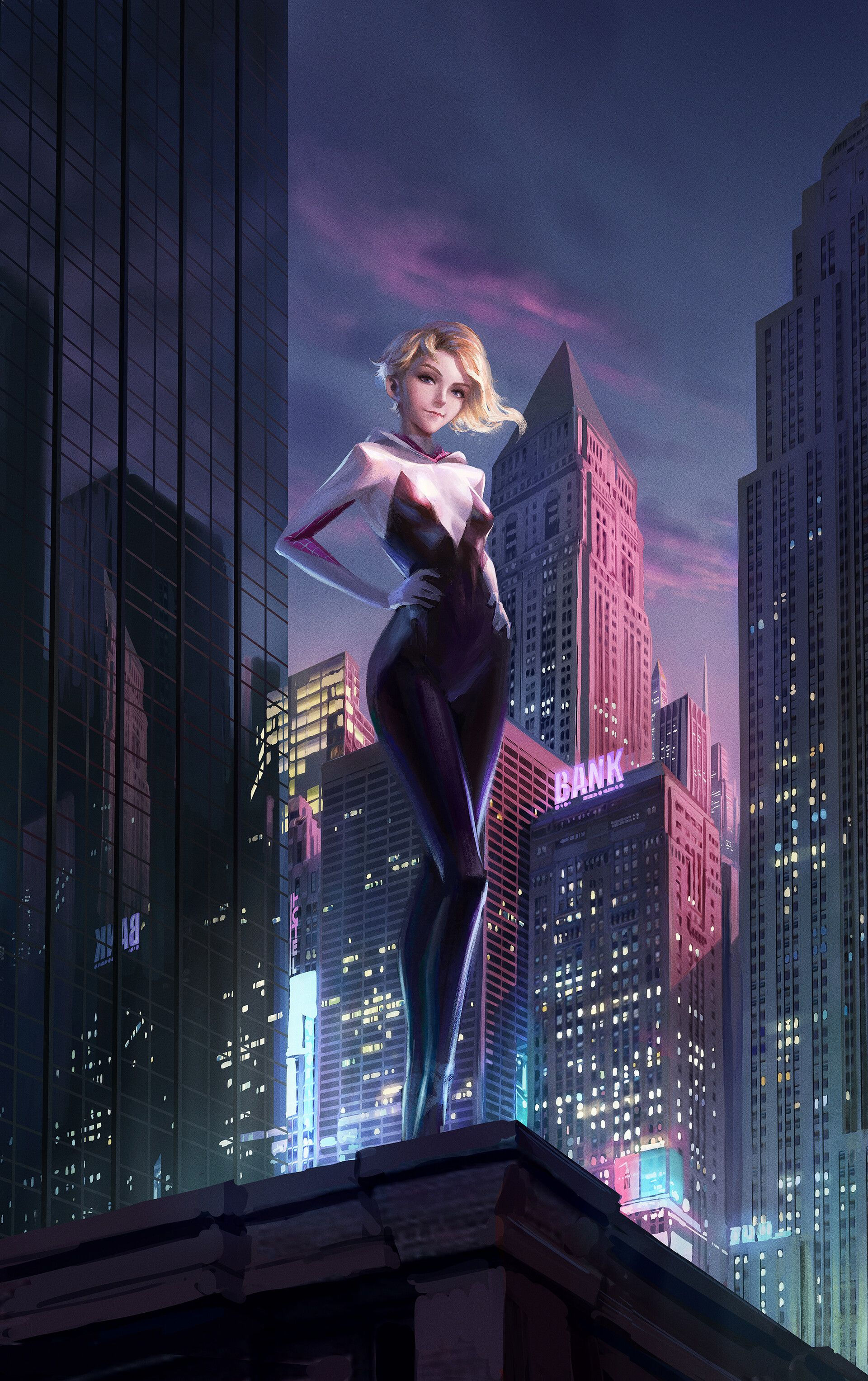 Wallpaper #w_SBOpMBKFX8bn3r_Hjv53 Gwen Stacy by Jialin Zhou Spider Gwen Art Marvel Spider Gwen Spider