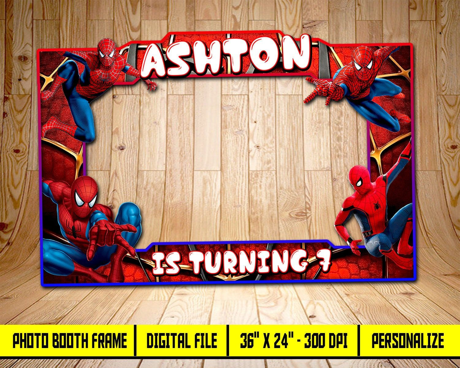 Wallpaper #yQCZ7I4BSdW8dNou2hTo36 A Spiderman Photo Frame with the Words Ashton is Turning in Front of It