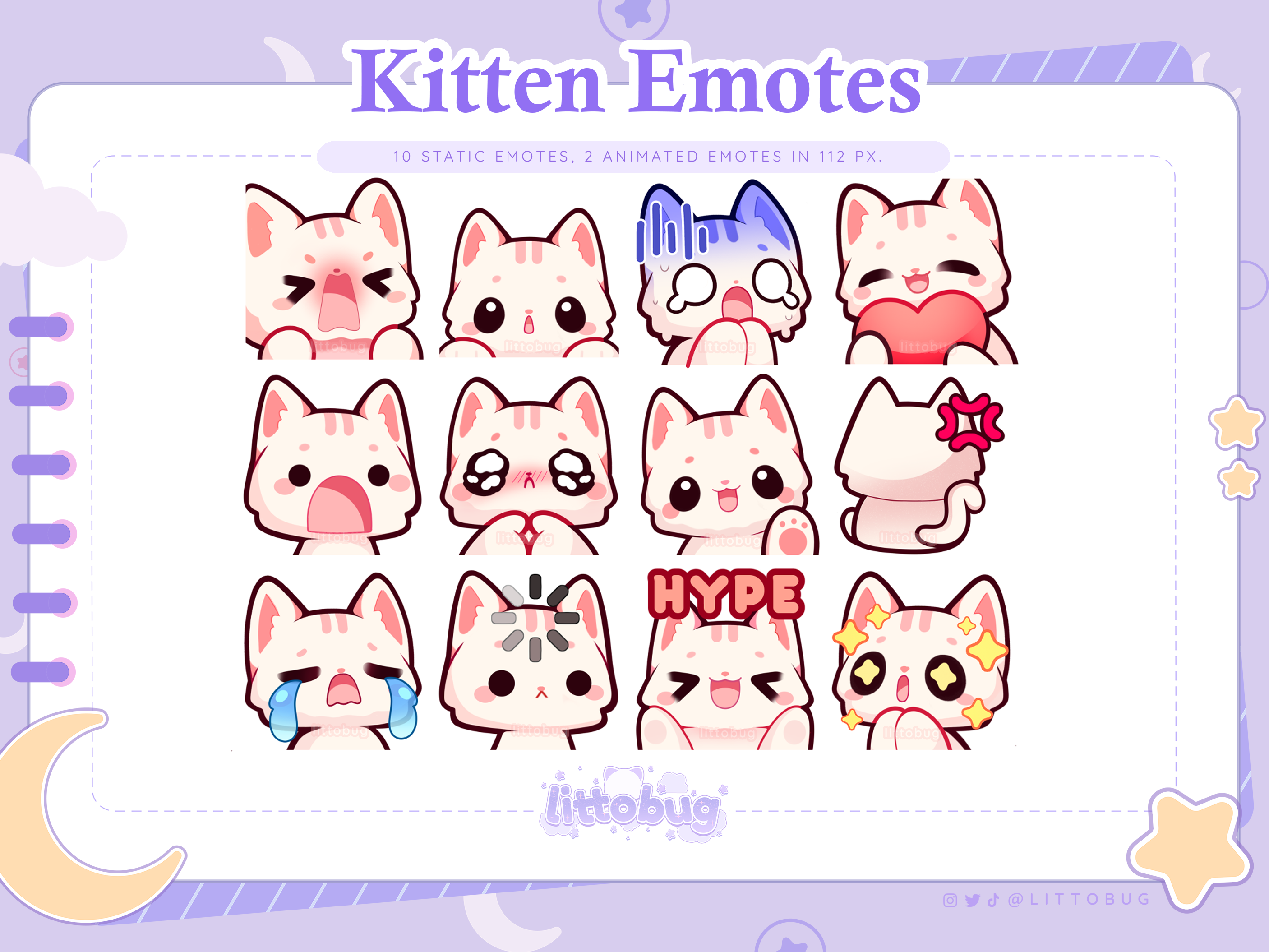 Wallpaper #9fCngJcBi4JM6agG7CG_37 Cat Emotes 12 Pack White Striped for Twitch Youtube Discord Animated