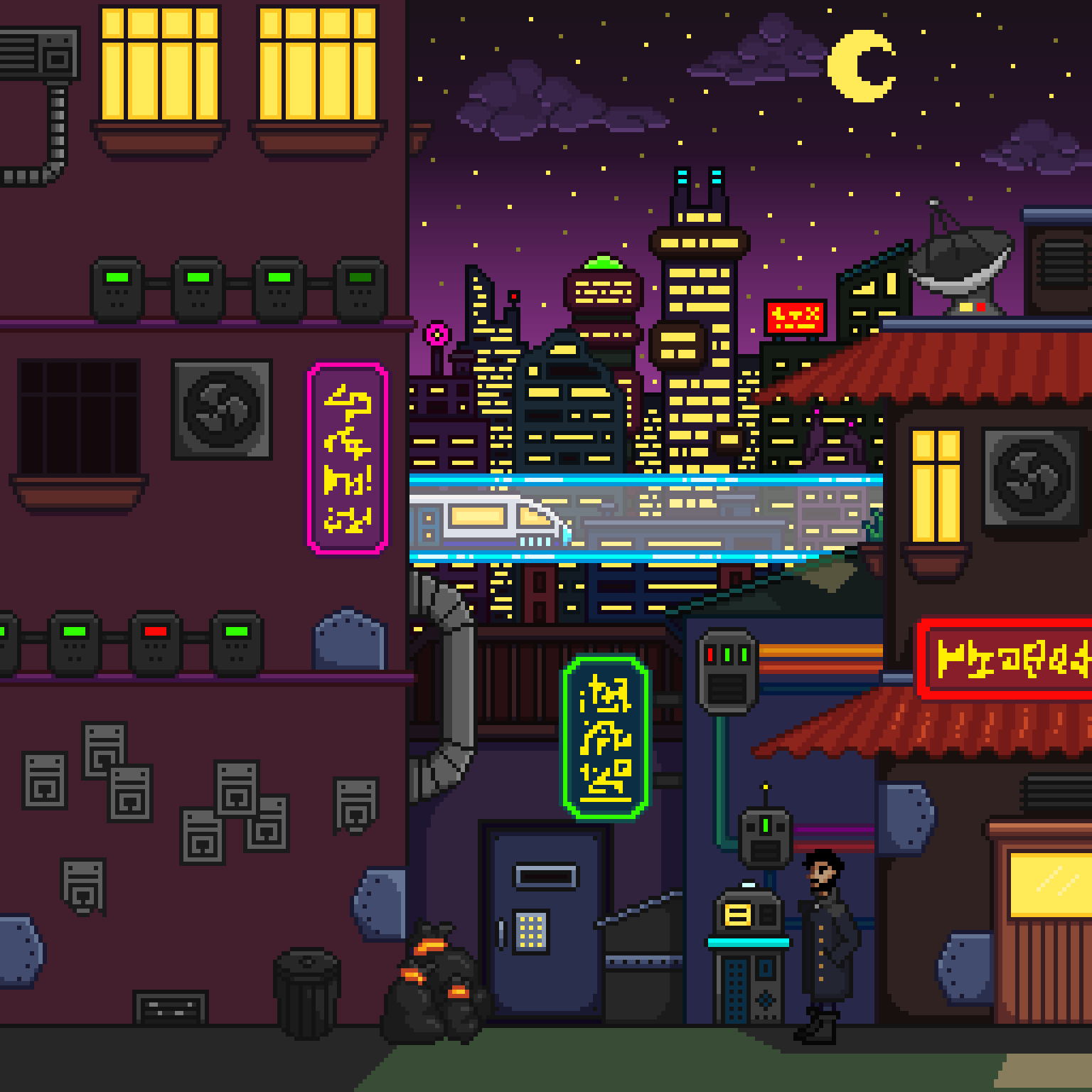 Wallpaper #H17jMpMBborbLbczpGC3173 Artstation Cyberpunk Pixel Scene Commission for Tophatcalavera Jem