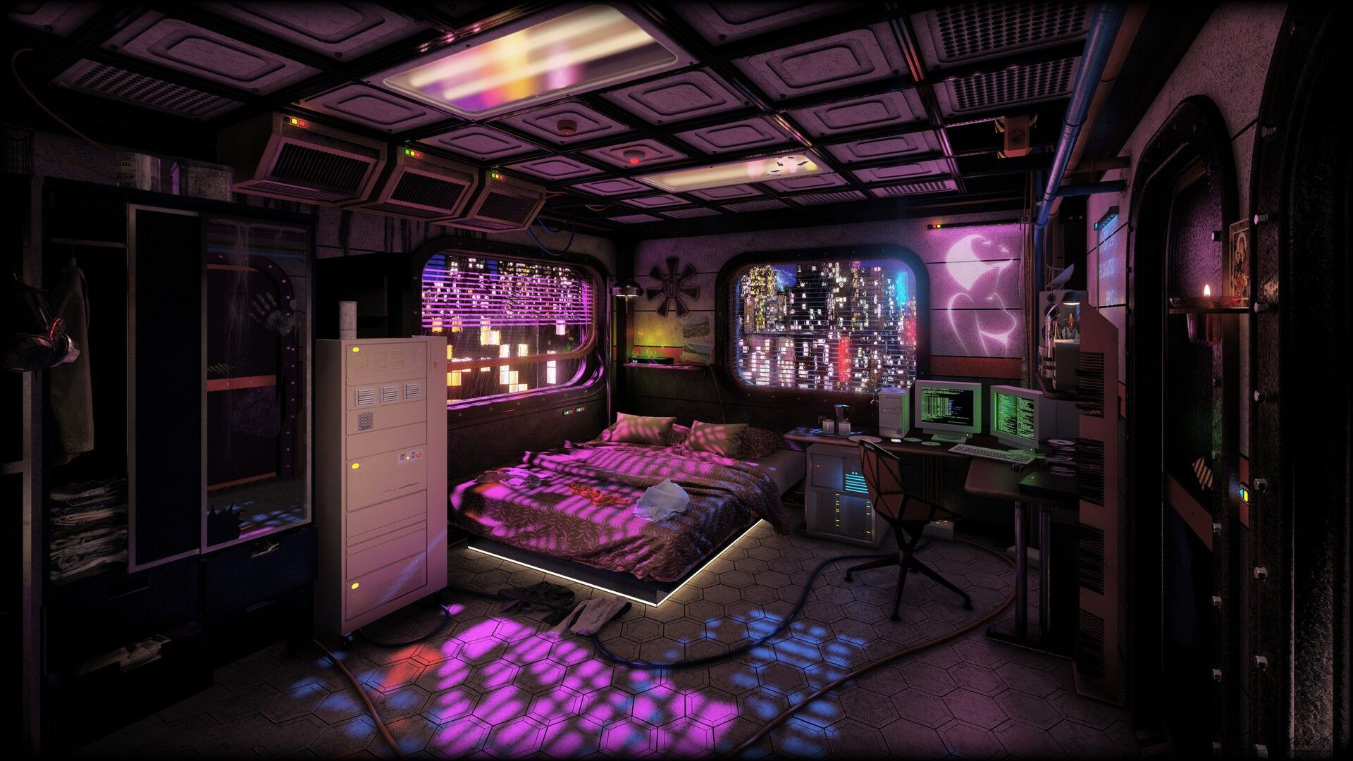 Wallpaper #lnMugY4BFI5NbQks_hgx38 Pin by Laelaps on Themis Sigma Futuristic Bedroom Cyberpunk Interior
