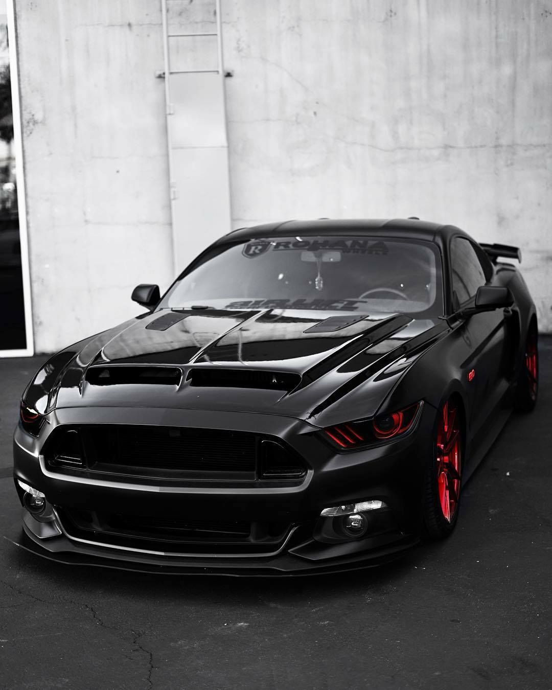 Wallpaper #QUXUkY4B7YBJg1BVGJ5J23 Mustang Black with Red Rims Black Mustang Ford Mustang Car Mustang Cars