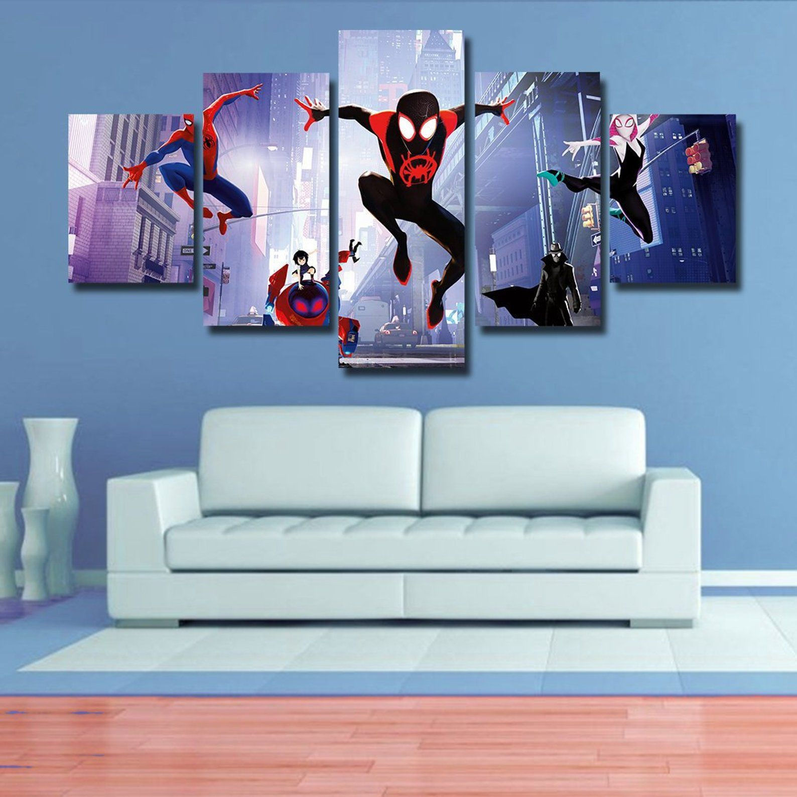 Wallpaper #aVhnNJMBzN9vxX345DyF411 Spiderman Wall Art into the Spiders Verse Poster Canvas Etsy