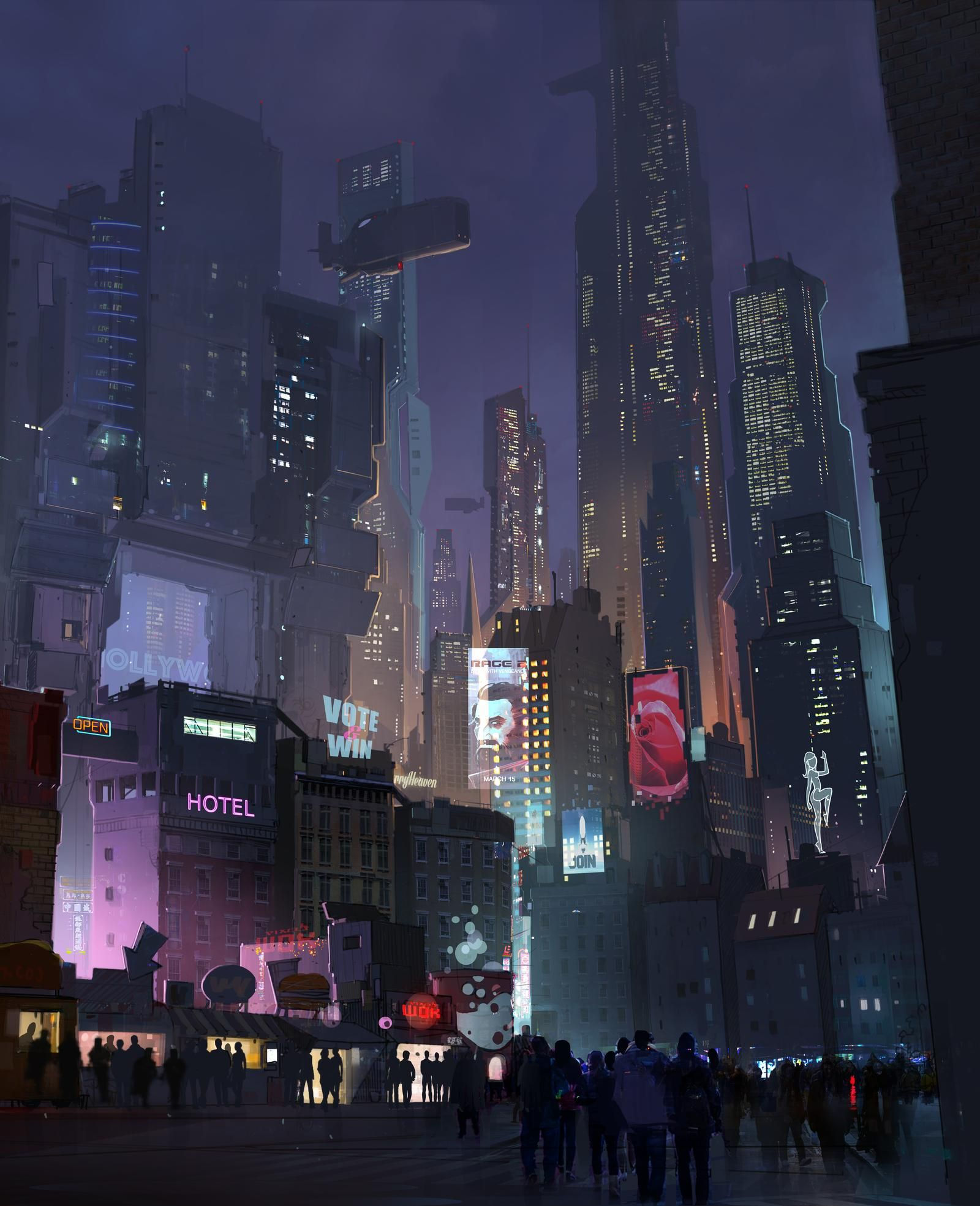 Wallpaper #vHN5ho4BFI5NbQksPx_X8 Downtown Cyberpunk City Futuristic City Cyberpunk Aesthetic