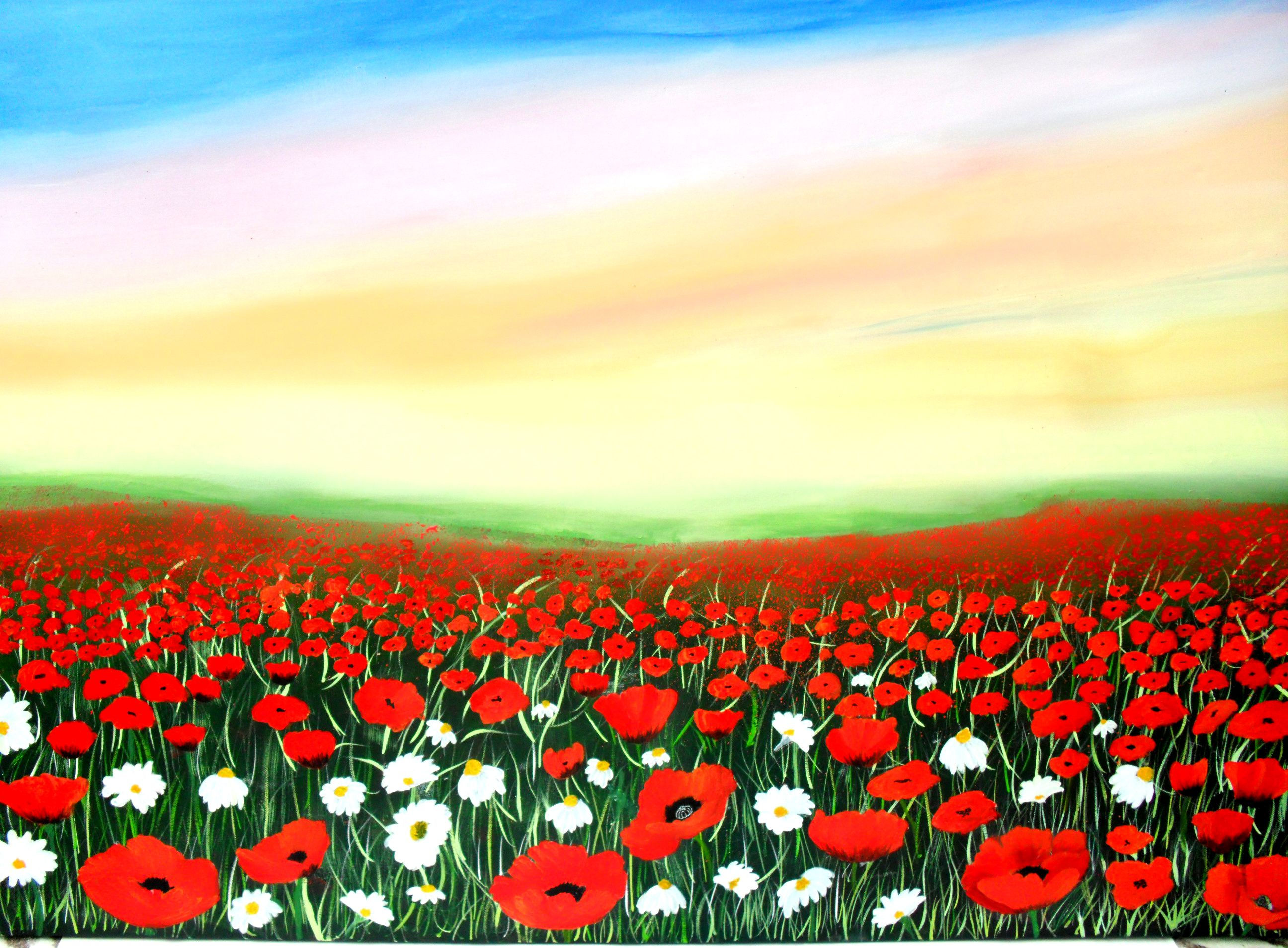Wallpaper #W2g2IpMBSpphPi3-mTKk122 I Love Poppiesenjoyed Painting This Open Field with a Very Light