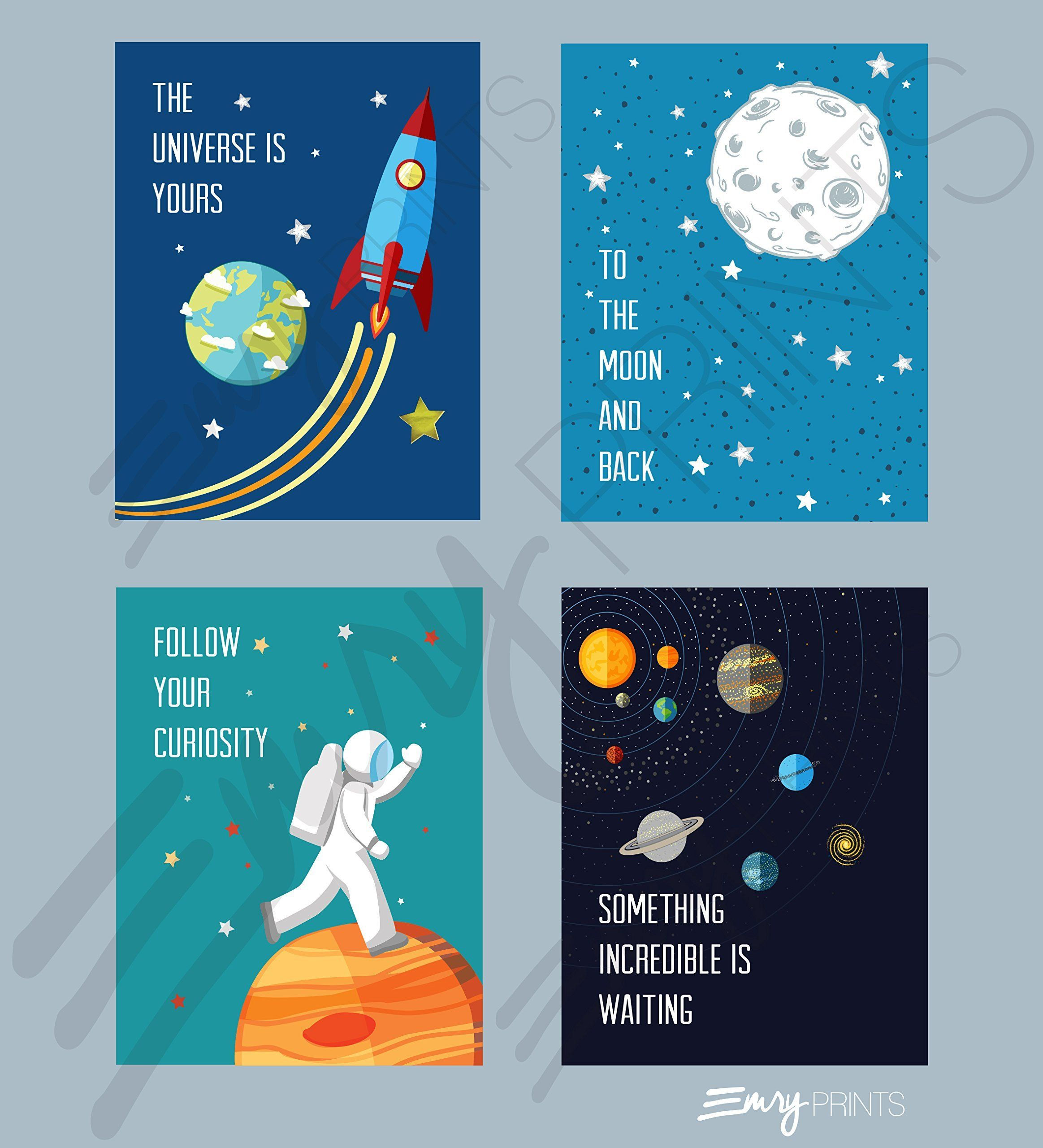 Wallpaper #PV7nMpMBborbLbczbmCQ293 Outer Space Art Prints Set of 4 8x10 Unframed Space Kids Wall Art