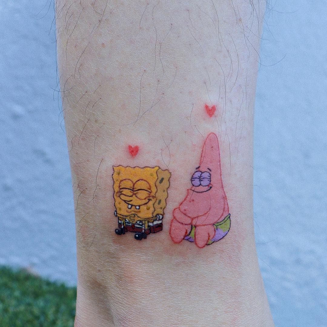 Wallpaper #_DF3NZMB5zzyi_yYnlbF8 Spongebob and Patrick Tattoo Studiobysol Log on Instagram Sponge Bob