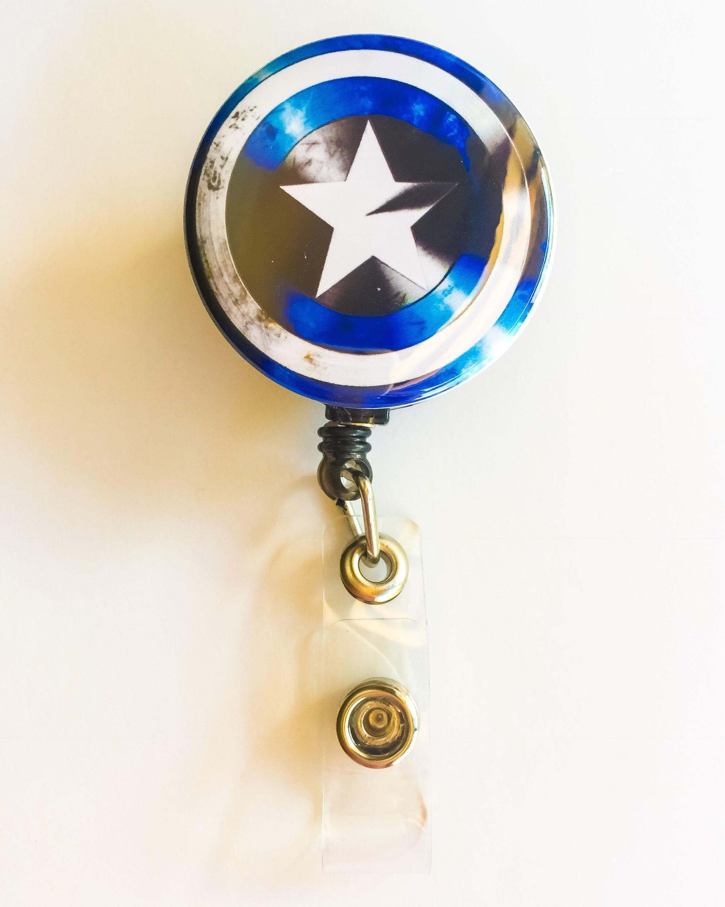 Wallpaper #_nOlho4BFI5NbQkskx-V35 1 12 Blue Captain America Shield Inspired Id Badge Reel by