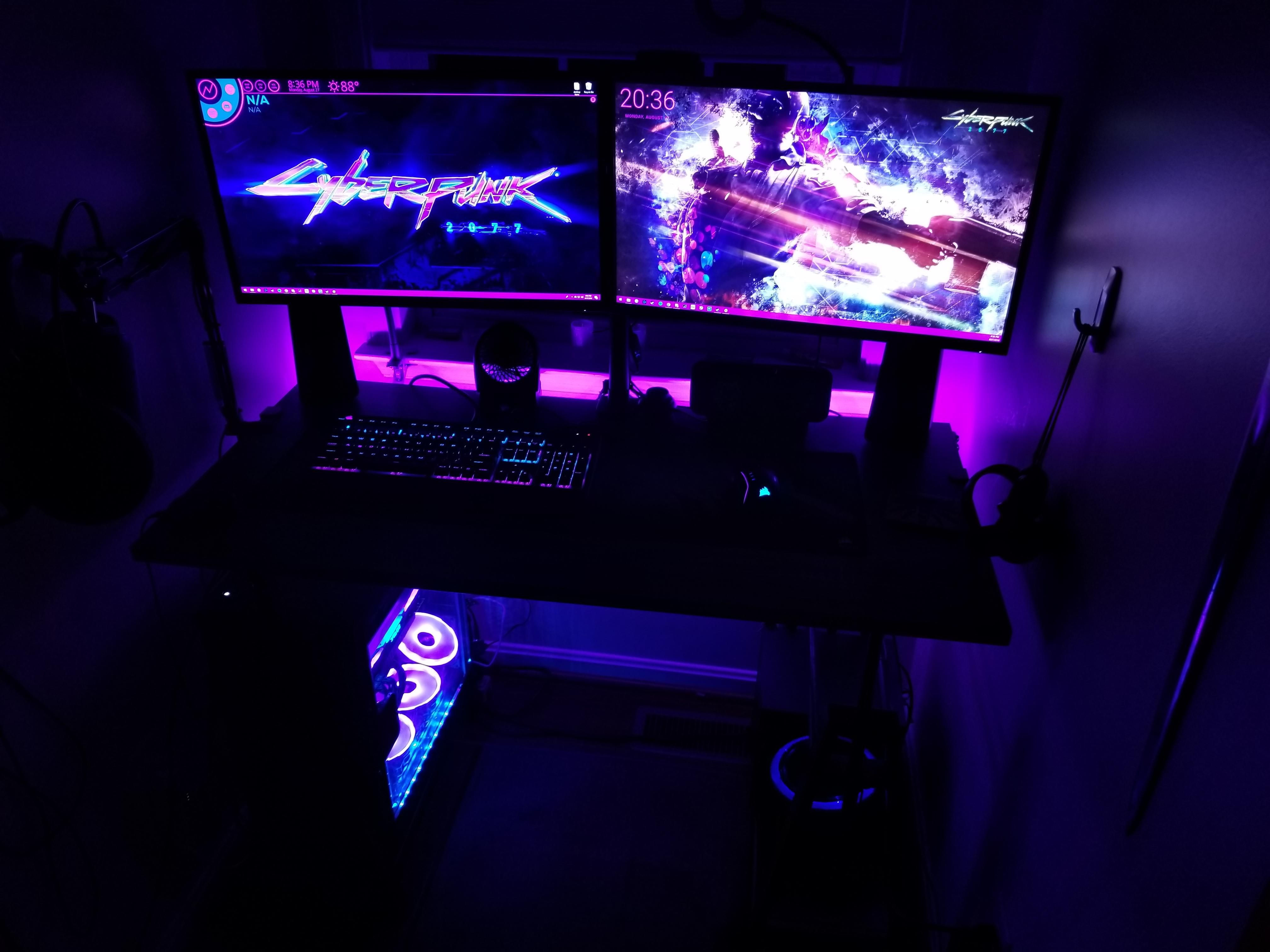 Wallpaper #--_-SpMBMN-XEVvV2Dkd87 Decided to Make a Cyberpunk 2077 Themed Battlestation After Seeing the