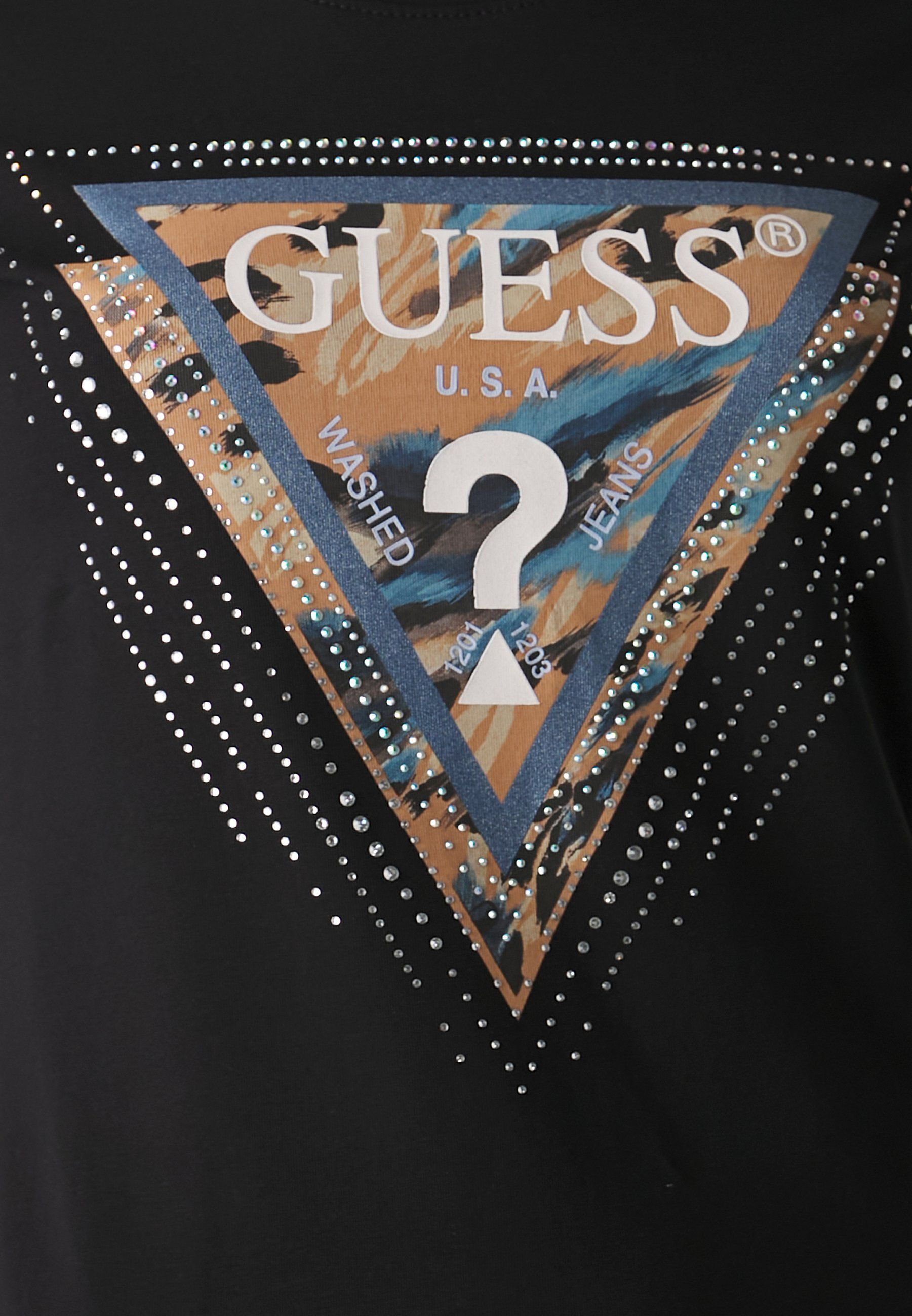 Wallpaper #_7g21pIBJvJKYCmEItw-379 Guess Leo Triangle Tee Potiskana Majica Jet Black in 2024 Jet