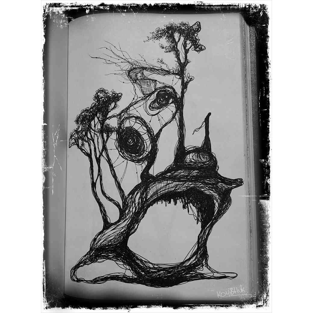 Wallpaper #AWeBD5MBSpphPi3-L-9581 My Artworks Abstract Drawing Doodle Sketch Ink and Pen Black