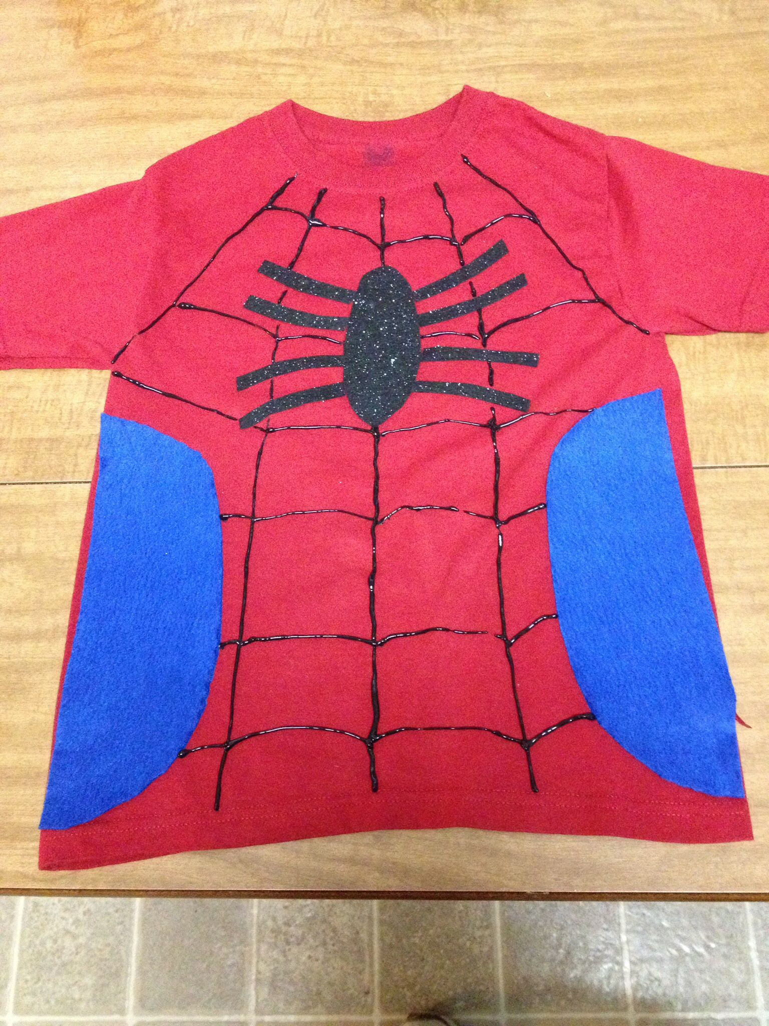 Wallpaper #lu-US5MBMN-XEVvVoDug23 Red T Shirt with Felt and Puffy Paint to Make Spider Man Costume for