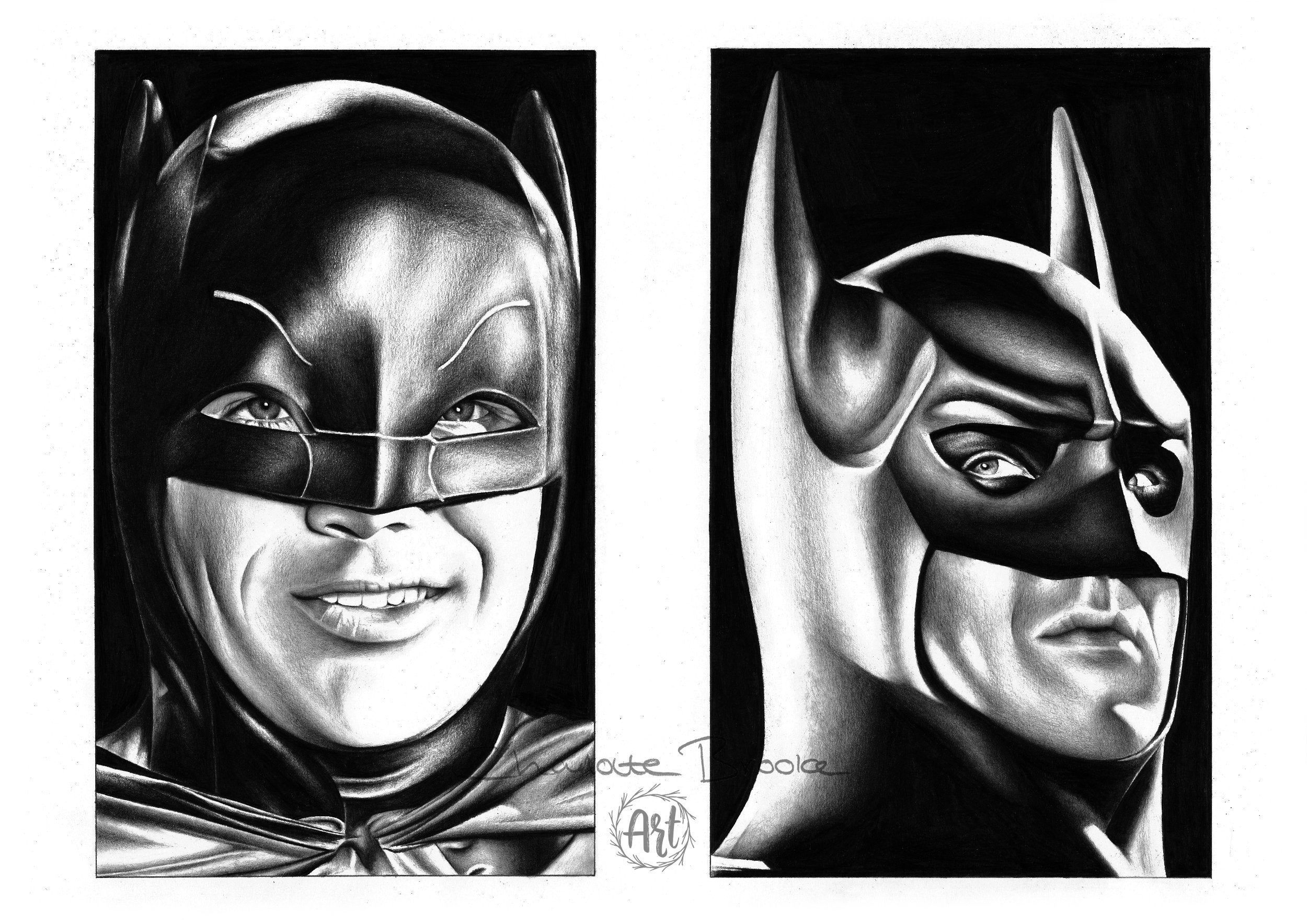 Wallpaper #OBqEUJMB1yWOL4qgwYA778 Batmans Adam West and Michael Keaton Pencil Portrait Drawing Etsy