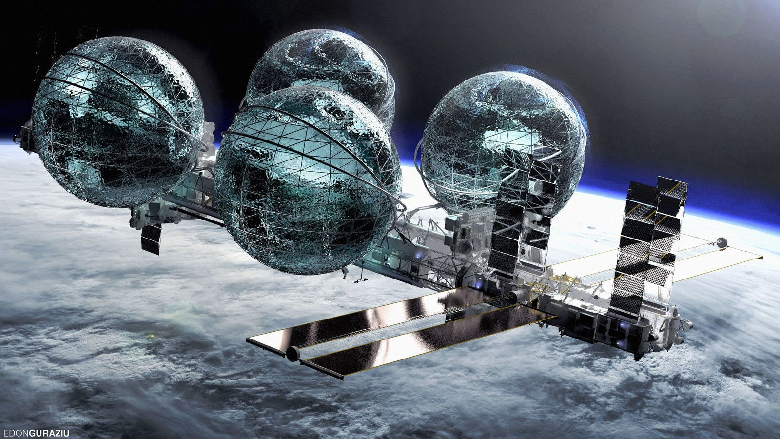 Wallpaper #W2dA_5IBSpphPi3-PqJe225 Bio Station Design 2 Edon Guraziu Space Station Spaceship Art