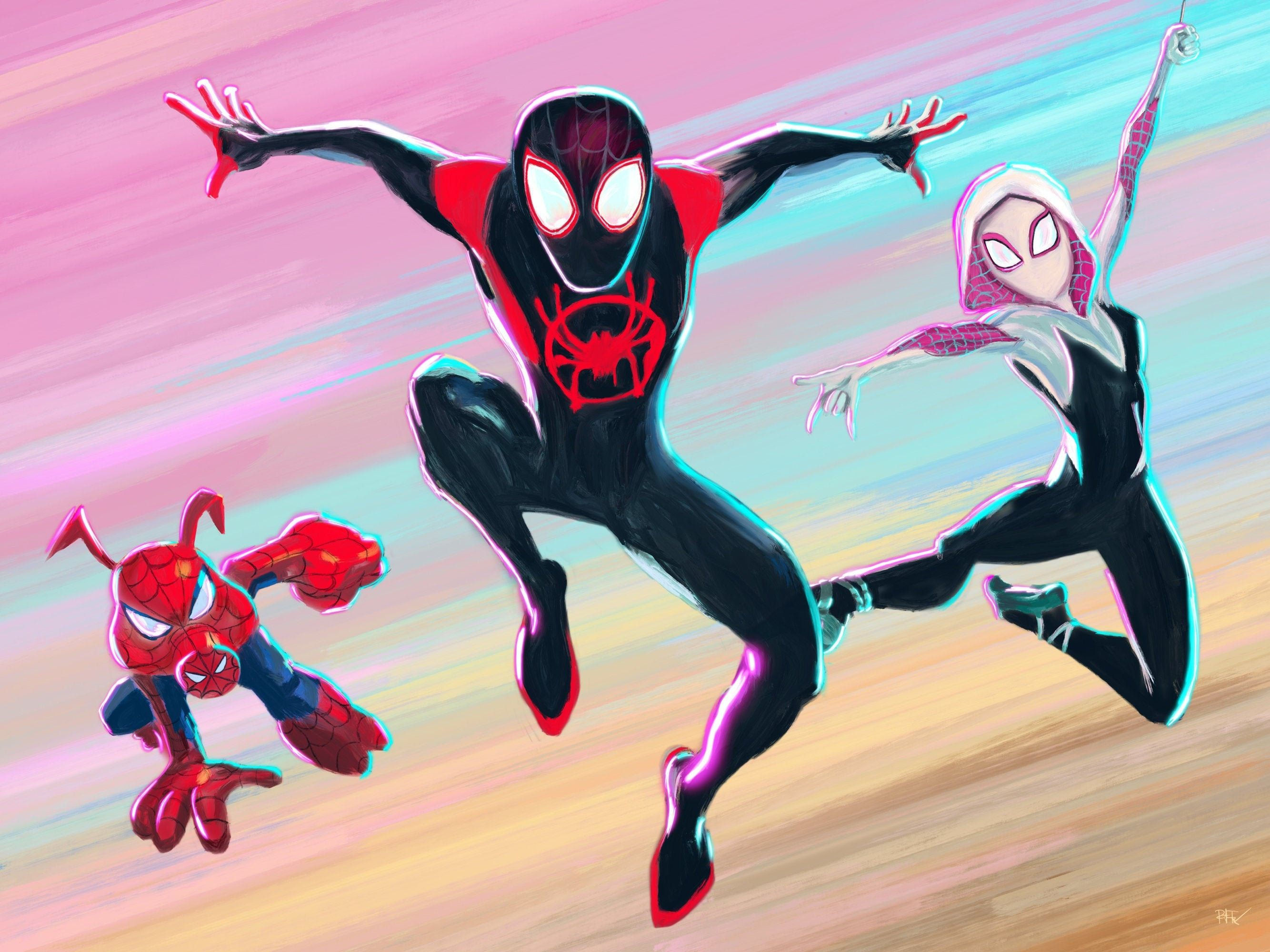 Wallpaper #_PQcOpMBKFX8bn3r6ndN113 Spider Man Art Print Miles Morales Gwen Stacy Spider Gwen Etsy in