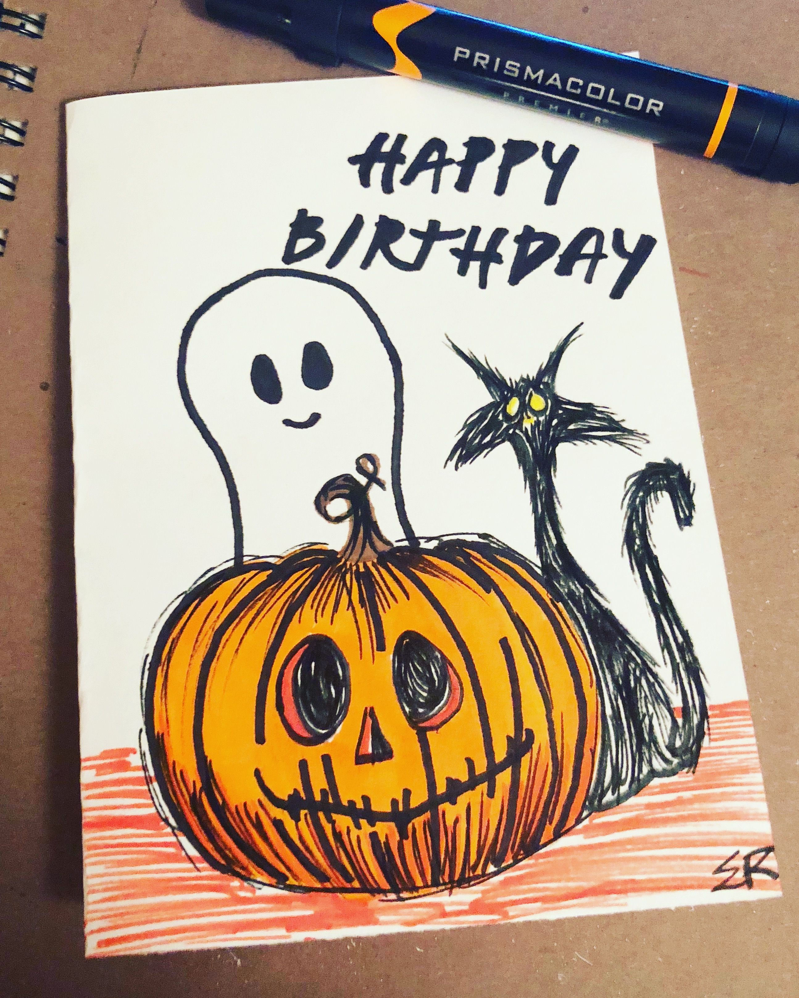 Wallpaper #ITHVNZMB5zzyi_yYzVif14 Halloween Birthday Art Card Artwork Pumpkins Marker Happy