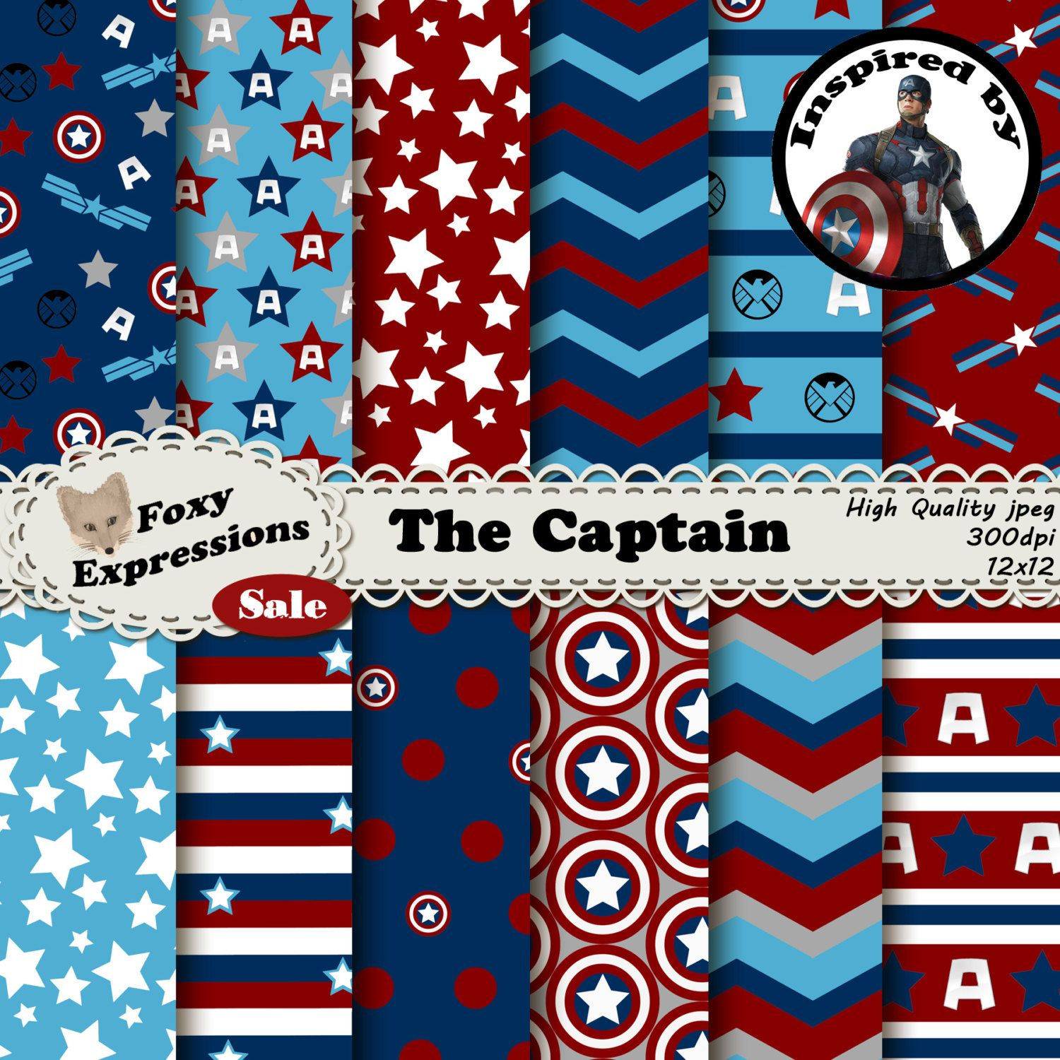 Wallpaper #GmjXGZMBSpphPi3-HRkv69 The Captain Digital Paper Inspired by Captain America Comes Etsy