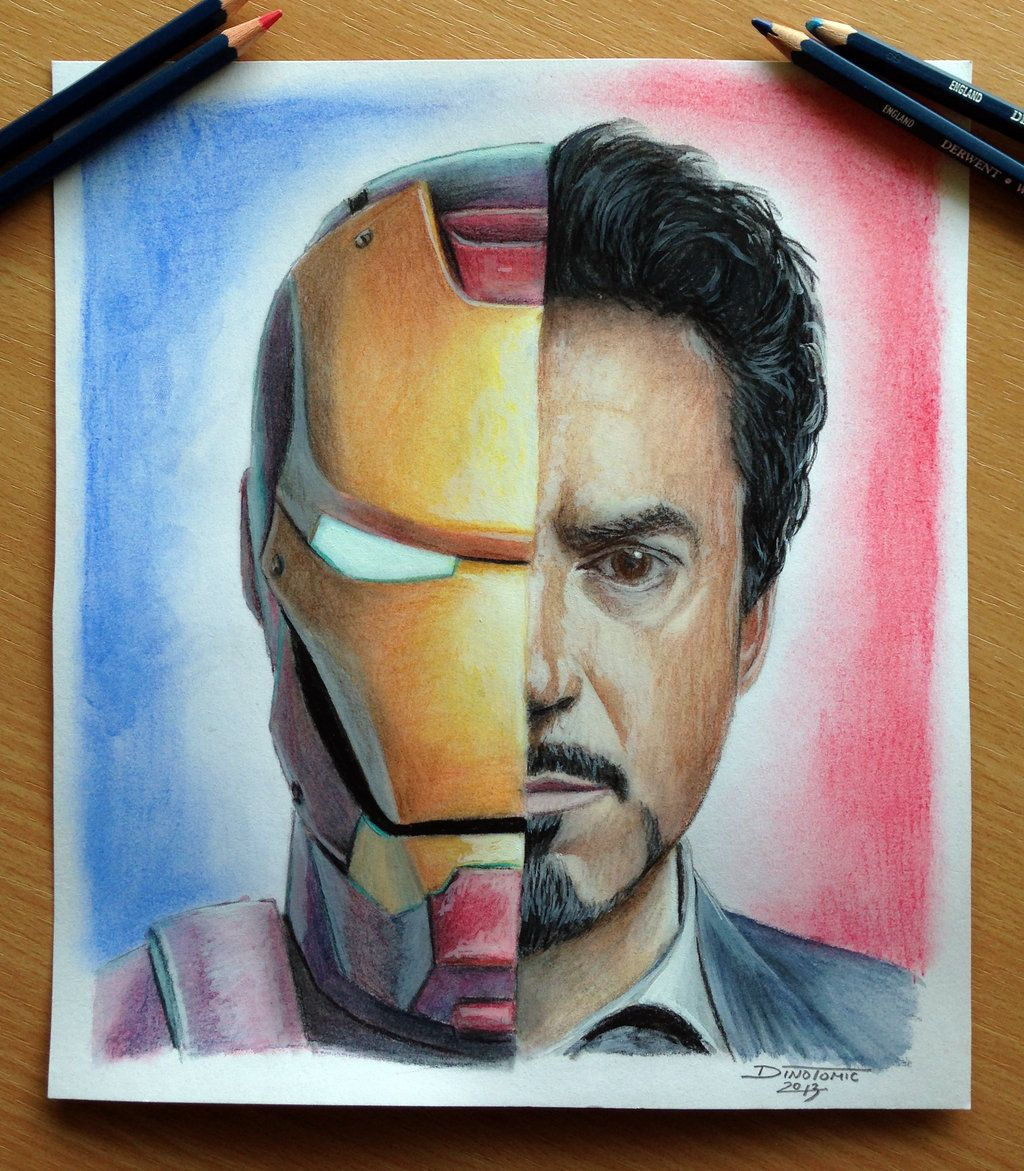 Wallpaper #OaWdOJMBVBiSkHCa5I7X326 Iron Man Tony Stark Color Pencil Drawing Esbocos Disney Ilustracao