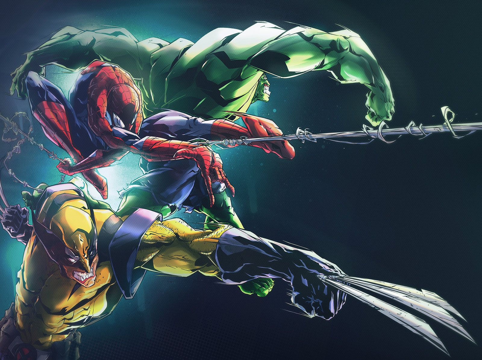 Wallpaper #lX0F9Y4Bnwiau_P6KBEk48 Wolverine Spider Man and Hulk Colors Casey Gallant on Artstation at