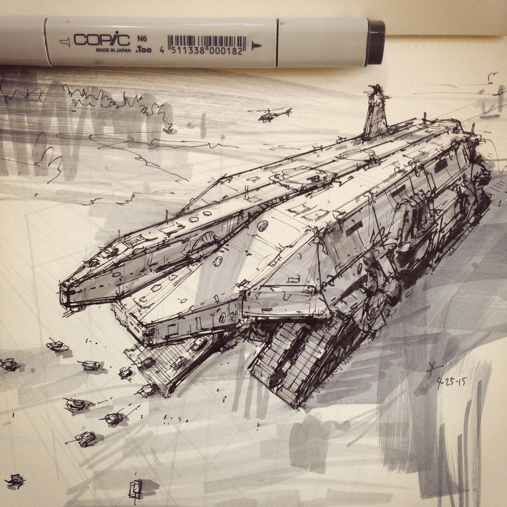 Wallpaper #PBeUPpMBPLD5_VEN9eCD99 Tank Carrier by Donald Yatomiconcept Sketch of a Giant Land Vehicle