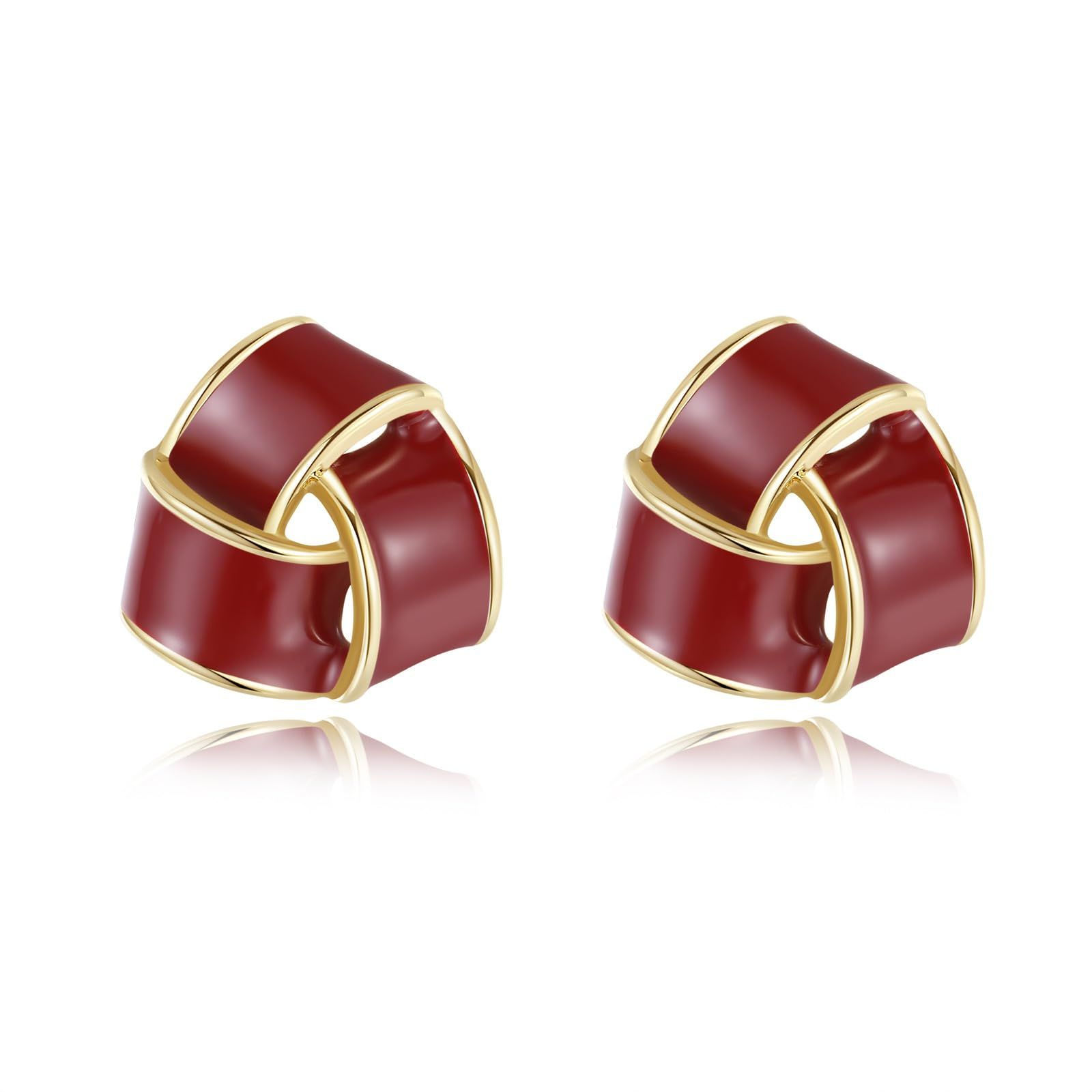 Wallpaper #cbln3ZIBJvJKYCmEEAAv351 Lavielamour Red Enamel Stud Earrings Elegant Triangle Love Knot Vintage