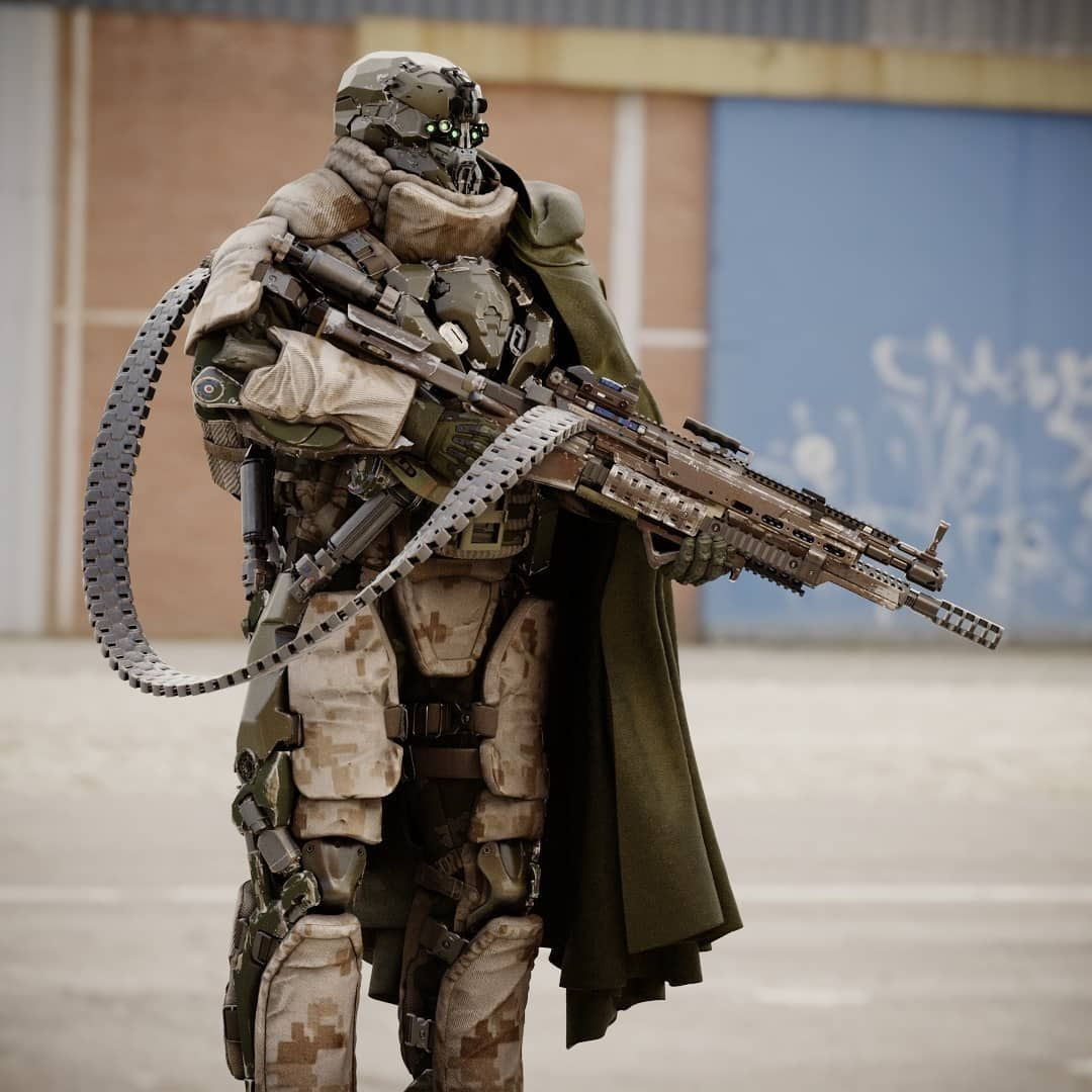 Wallpaper #fUXGmY4B7YBJg1BVcqEw44 Futuristic Soldier in Powered Armor