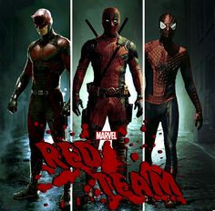 Wallpaper #DLiA25IBJvJKYCmEZ_d4418 Three Deadpool Characters Standing in Front of a Dark Background