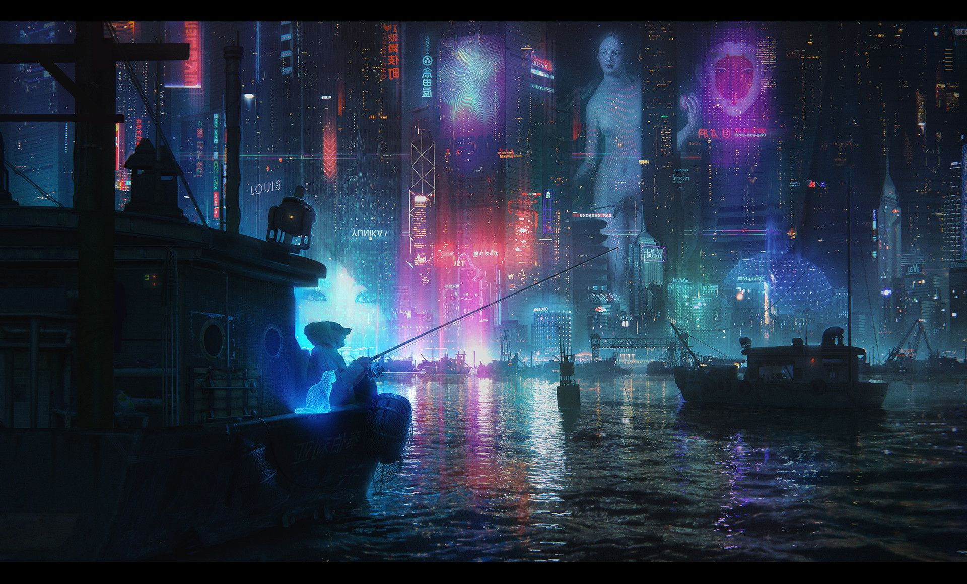 Wallpaper E6DAC Artstation Night Harbor Egor Blintsov Cyberpunk City Arte Cyberpunk HD Wallpaper E6DAC