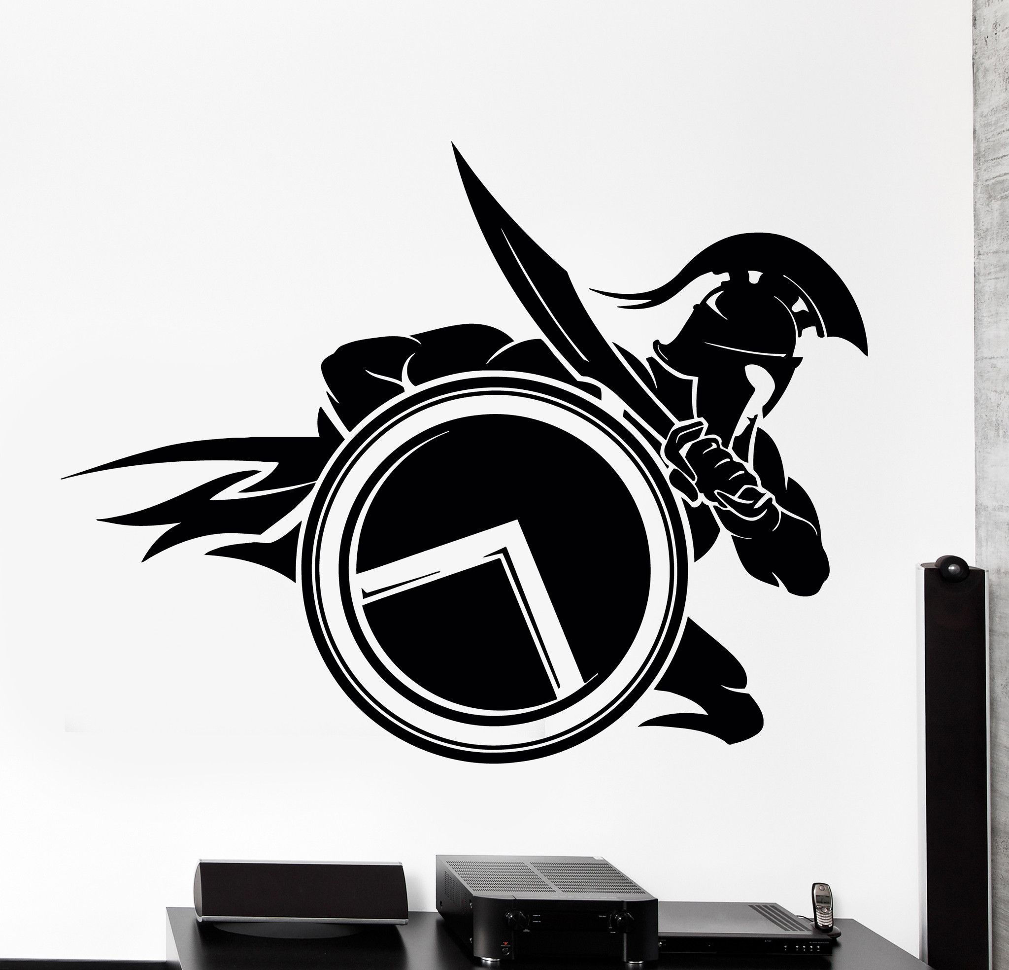 Wallpaper #AWjQGZMBSpphPi3-KBla242 Wall Vinyl Decal Spartan Warrior with Shield and Sword Sparta Home
