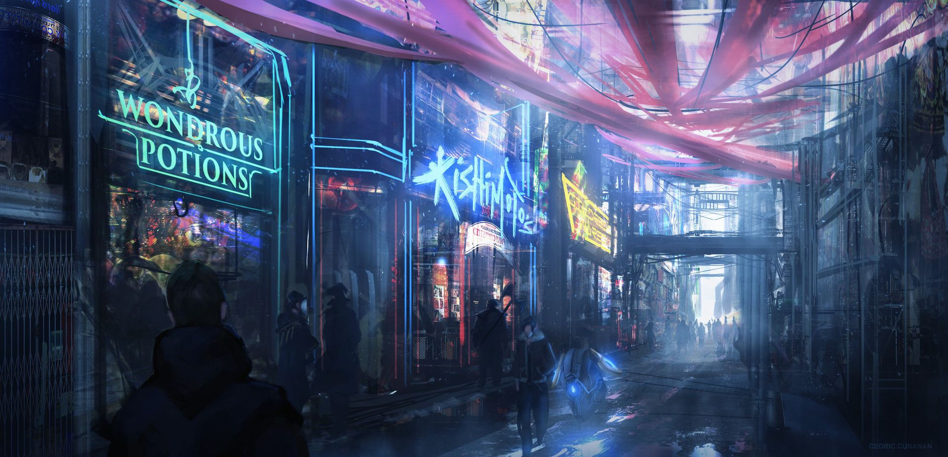 Wallpaper #r3TuzY4B_8f4nGFasnSN45 Artstation District 19 Cedric Cunanan Cyberpunk Cityscape