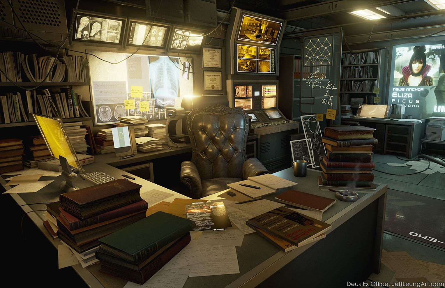 Wallpaper #TAAJ6o4BSdW8dNouXQ7G15 Artstation Deus Ex Office Jeff Leung Spaceship Interior