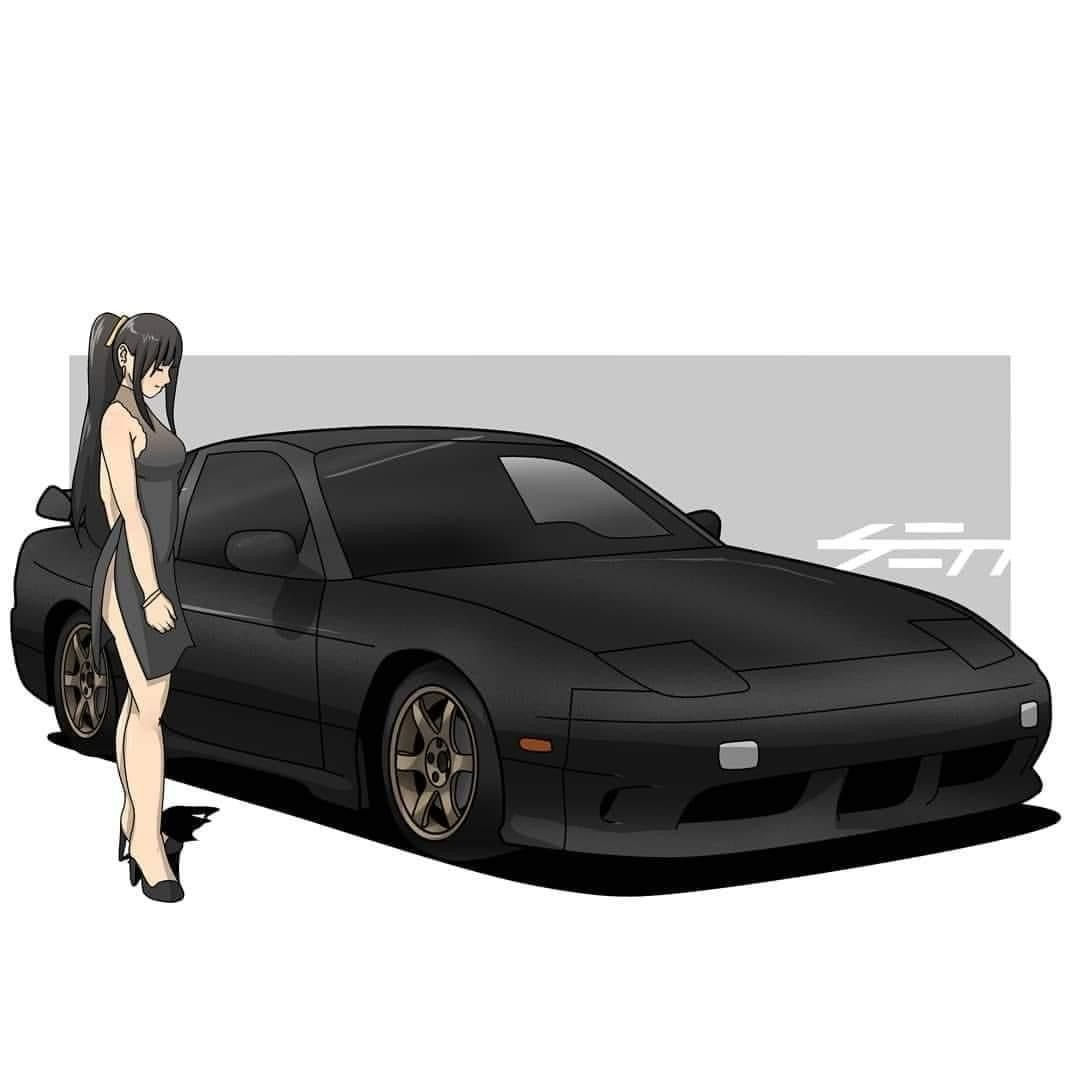 Wallpaper #46bf0 Download Girl Leaning on a Nissan Skyline Car Anime Wallpaper