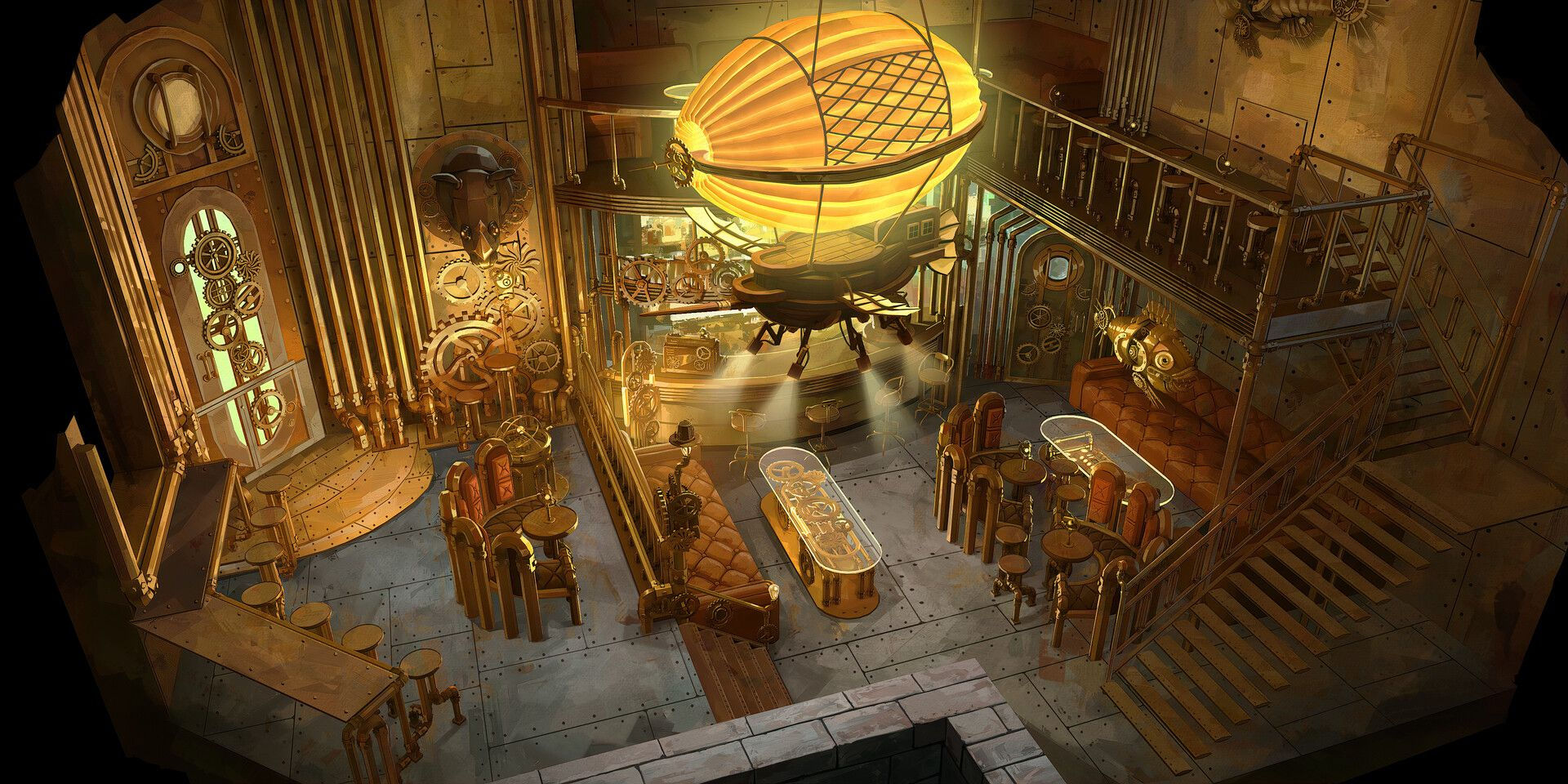 Wallpaper #ZW13apcBycdYOYFT6XGO87 Steampunk Bar Set Design Sketch