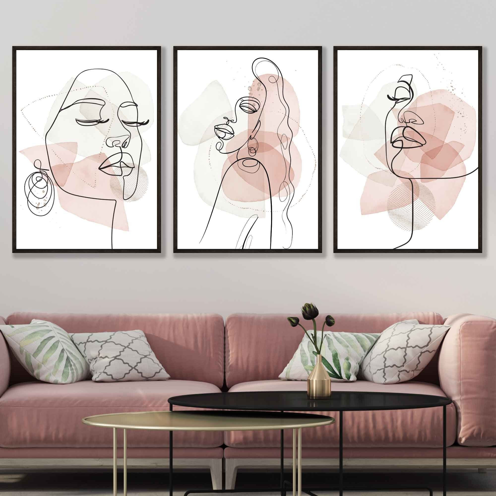 Wallpaper #ER0bLZMBlOZrFDOklM-g339 Set of 3 Abstract Fashion Wall Art Ivory Cream and Blush Pink Etsy Uk