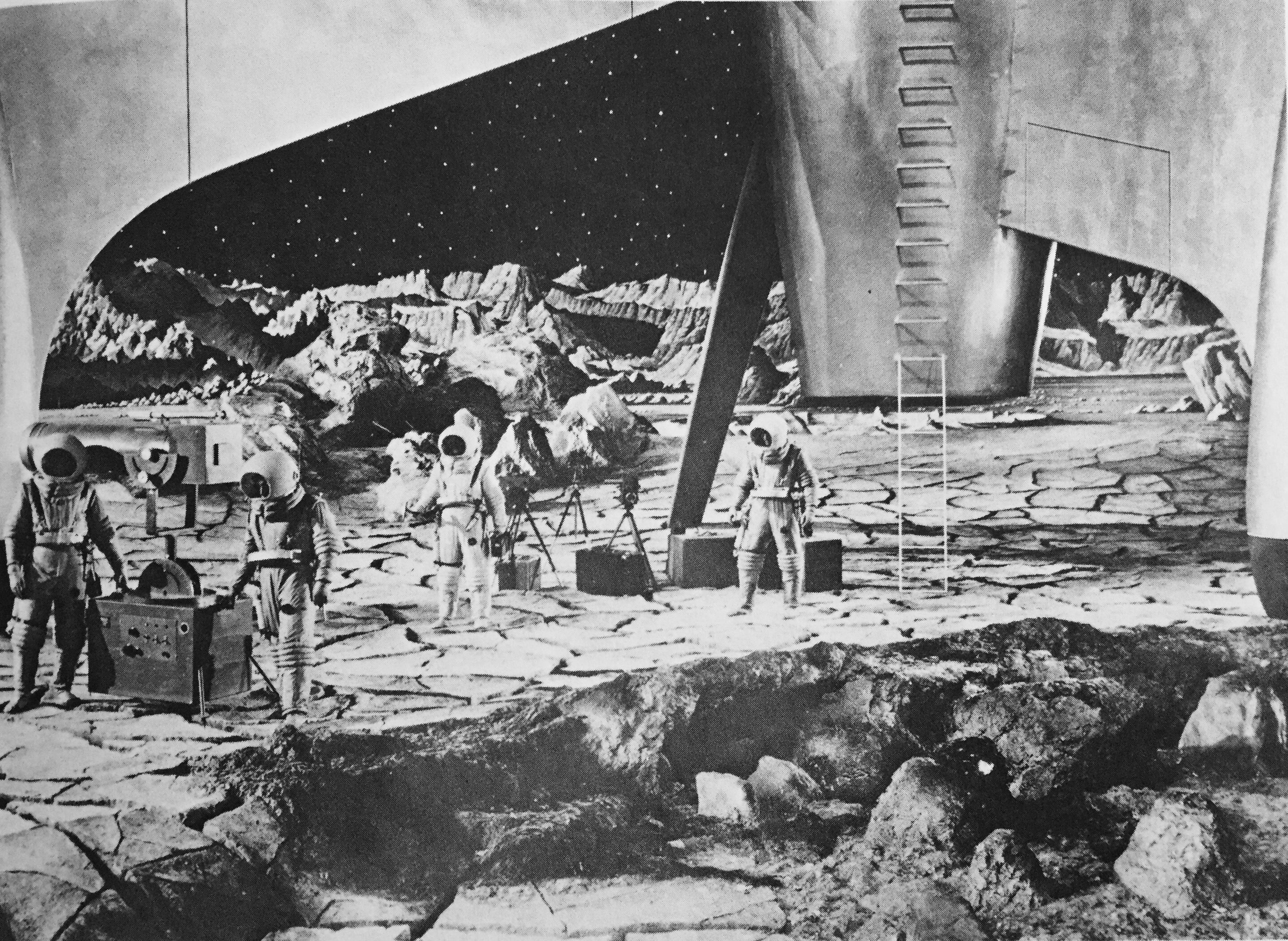 Wallpaper #TOqkVpMBlwTYPL18VRAh129 Destination Moon 1950 the Astronauts Setting Up Their Scientific