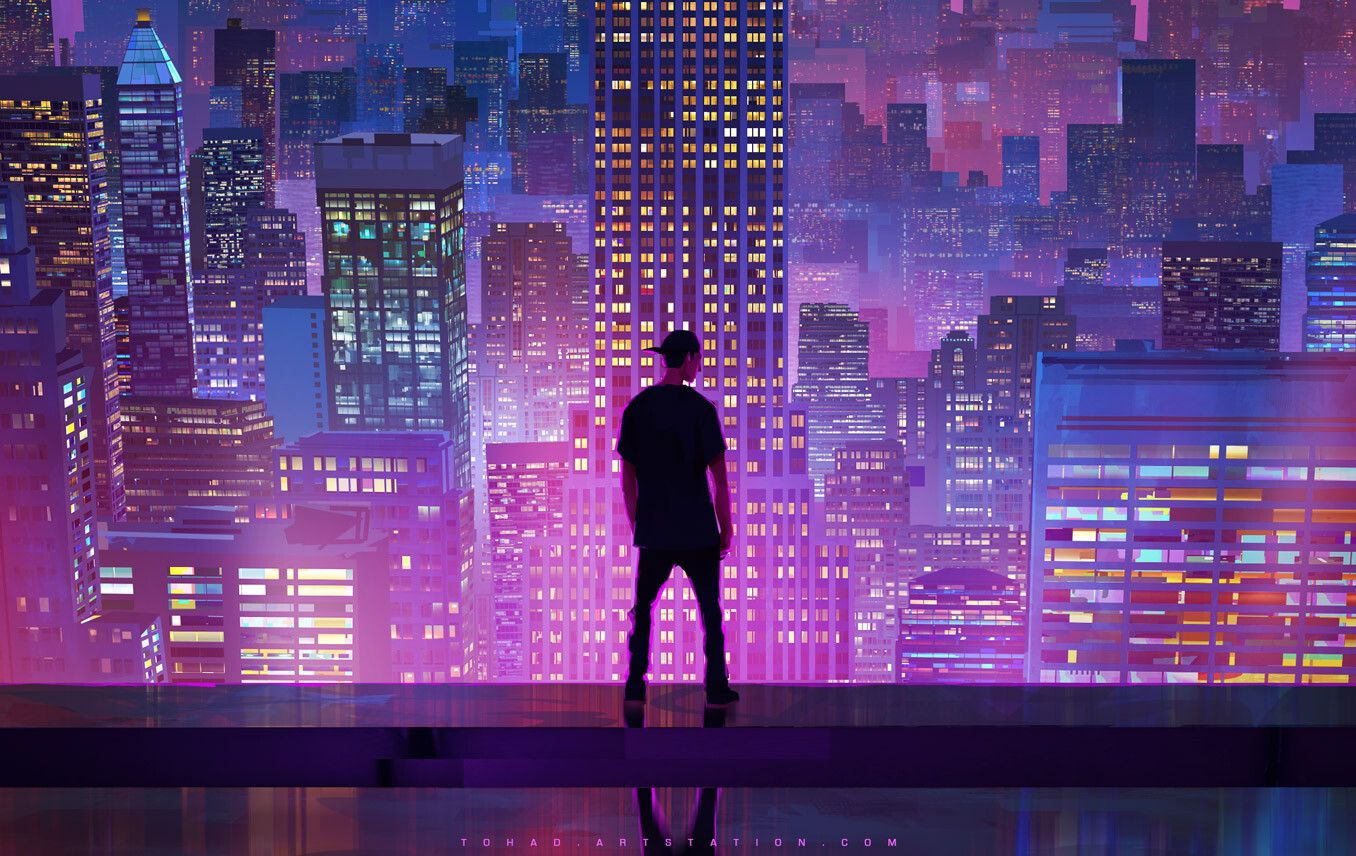 Wallpaper #ImfT-JIBSpphPi3-wItD37 Artstation Illenium New York Tour Sylvain Sarrailh Cyberpunk City
