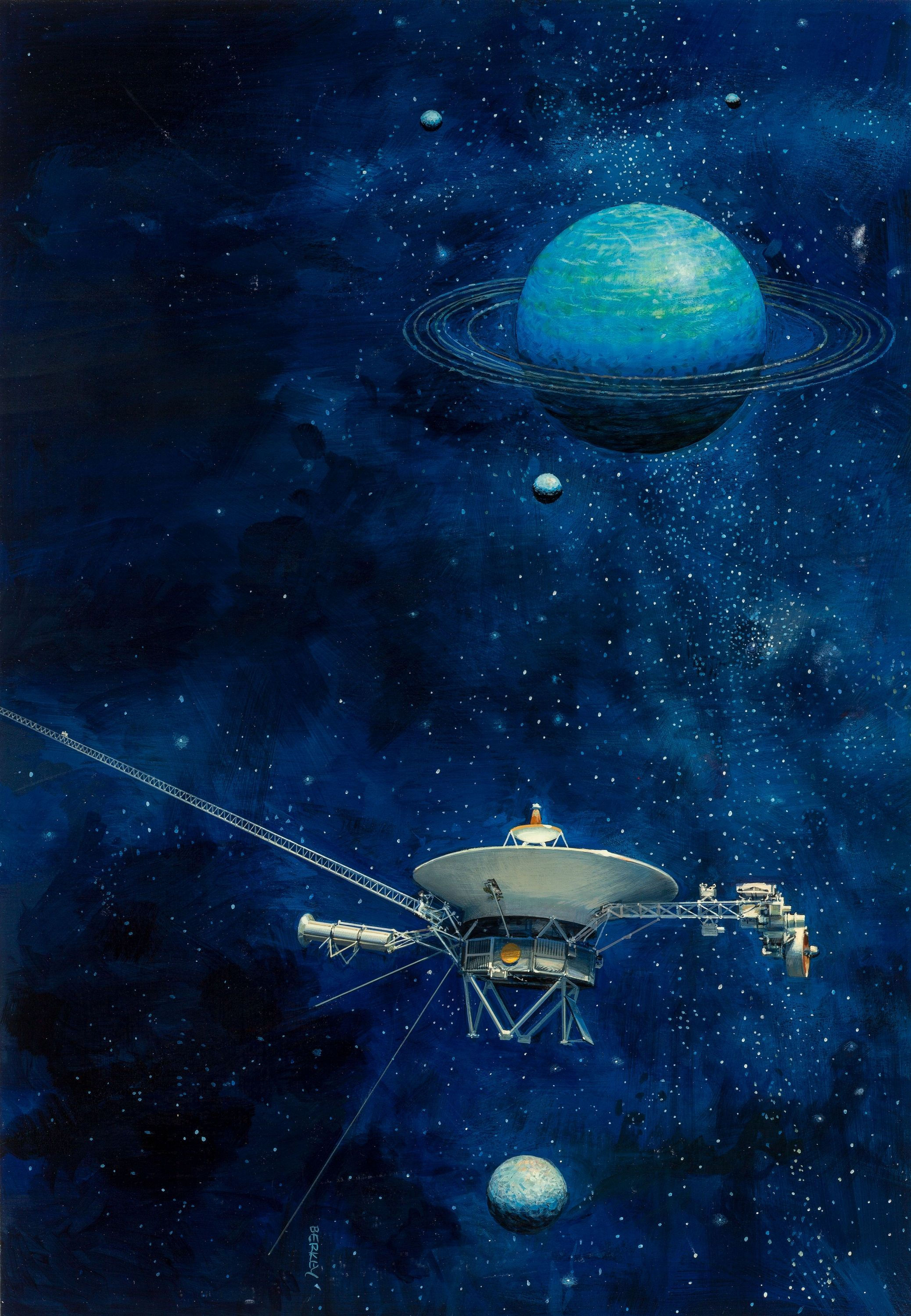 Wallpaper #VWhCJJMBSpphPi3-mDj994 John Berkey Viking Probe Uranus 70s Sci Fi Art John Berkey Space