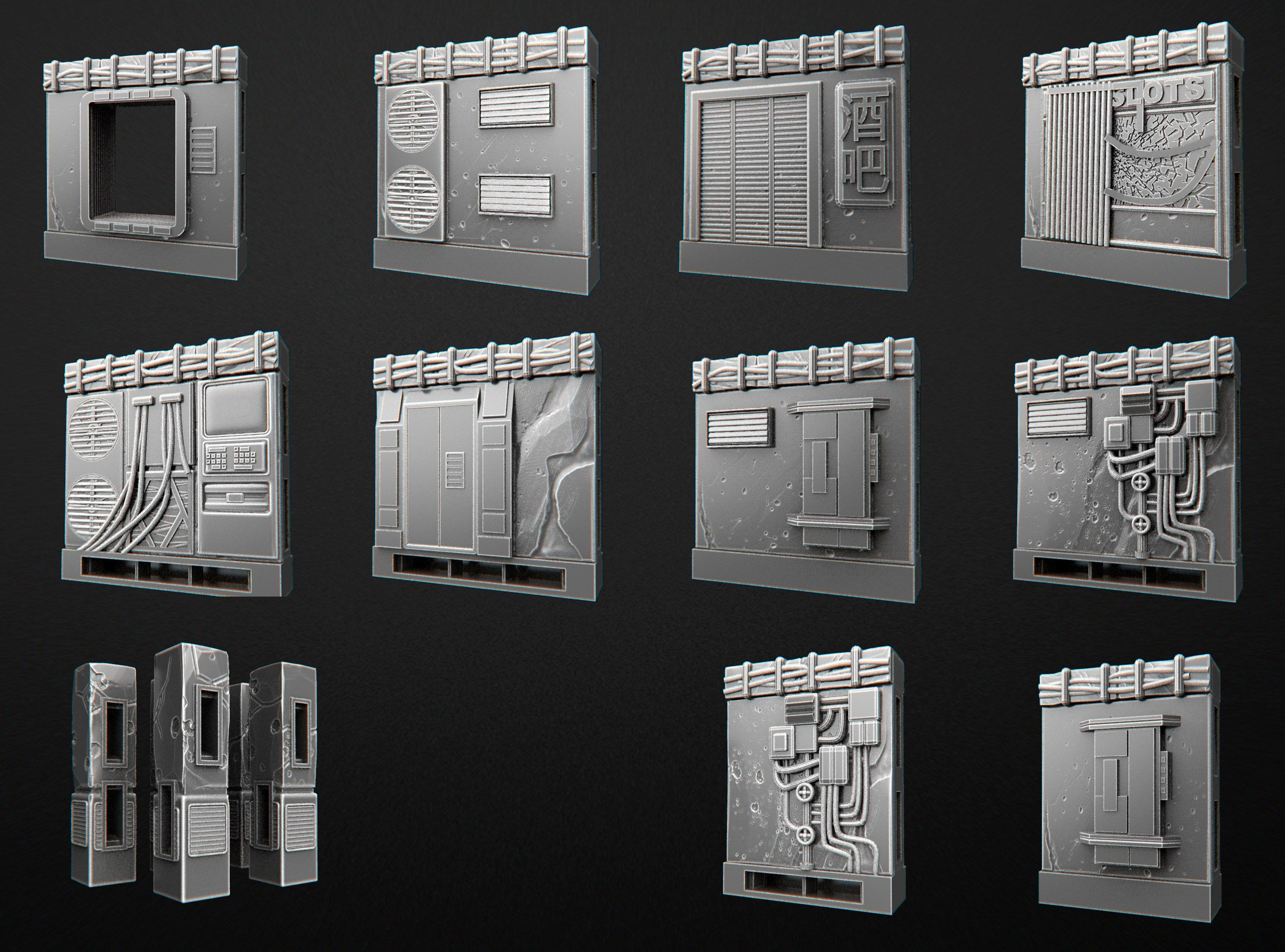 Wallpaper #NxnaHo8BtGB6xQ787Xre53 Sci Fi Tiles 3D Printable Terrain Cyberpunk Wall System