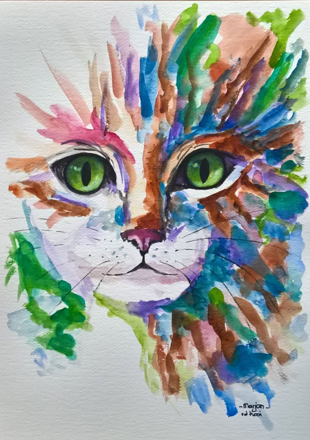 Wallpaper #2nfdKJMB-pgBXx60O6vY169 Original Cat Art Kitten Painting Cat Portrait Abstract Cat Art Cat