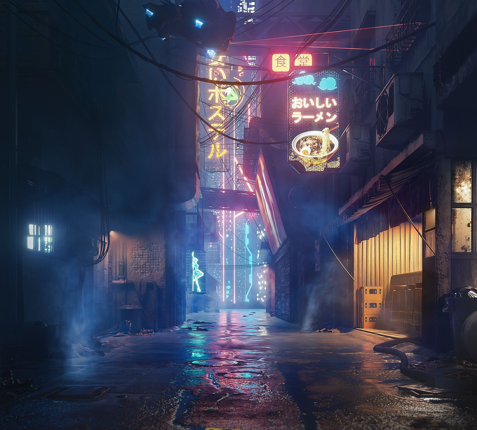 Wallpaper #N0COMZMBJhL2WPba1sdU41 Cyberpunk Alley Vitaly Semenuk on Artstation at Httpswwwartstation